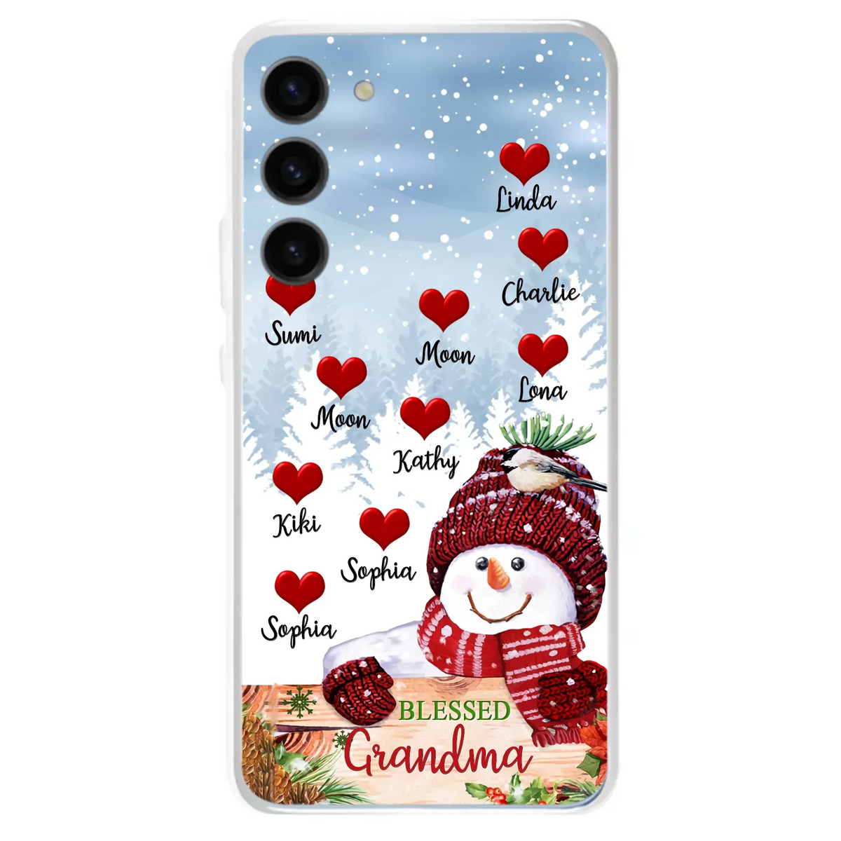 Personalized Snowman Grandma Phone Case - Christmas Gift Idea For Grandma - Up to 10 Kids - Case For iPhone/Samsung - Blessed Grandma
