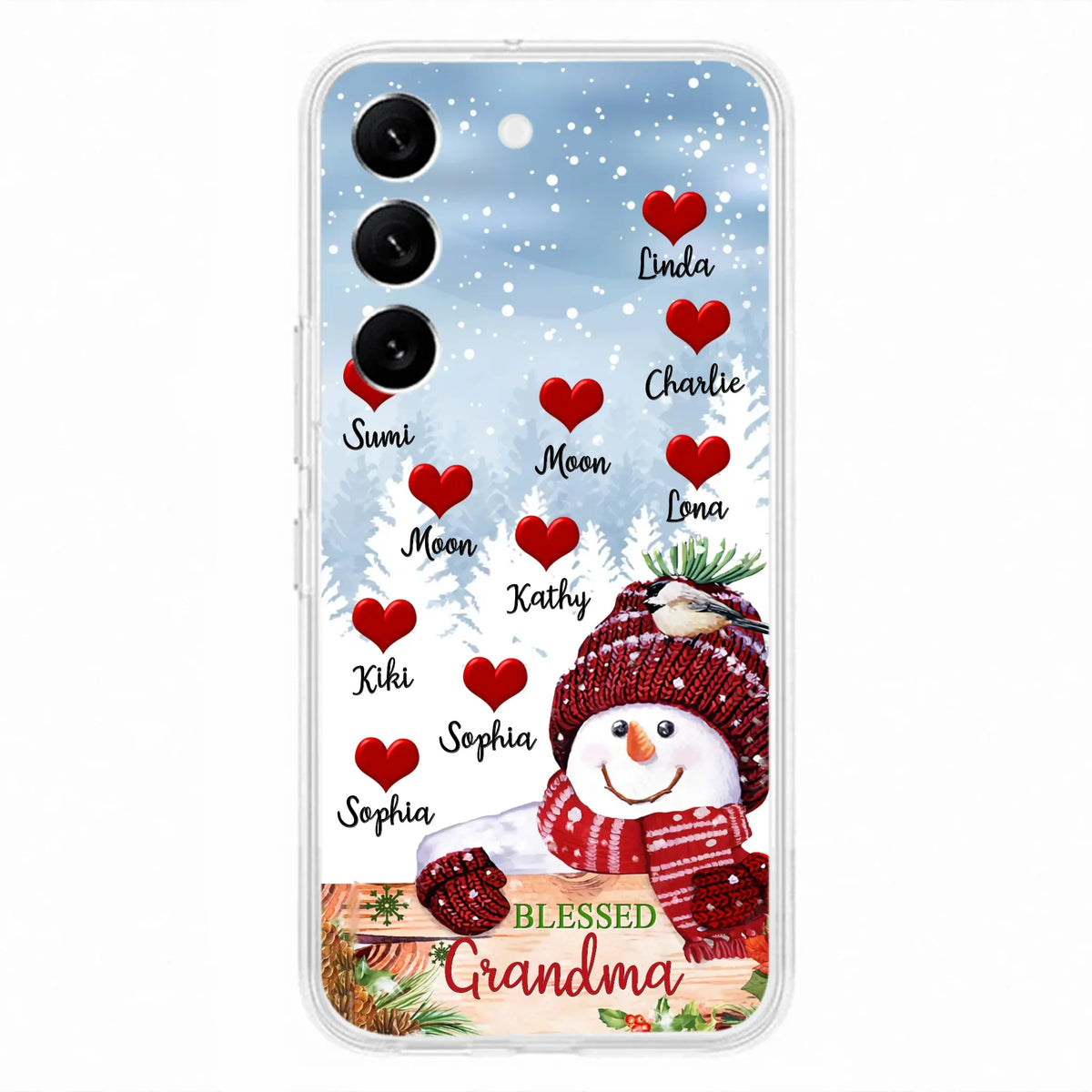 Personalized Snowman Grandma Phone Case - Christmas Gift Idea For Grandma - Up to 10 Kids - Case For iPhone/Samsung - Blessed Grandma