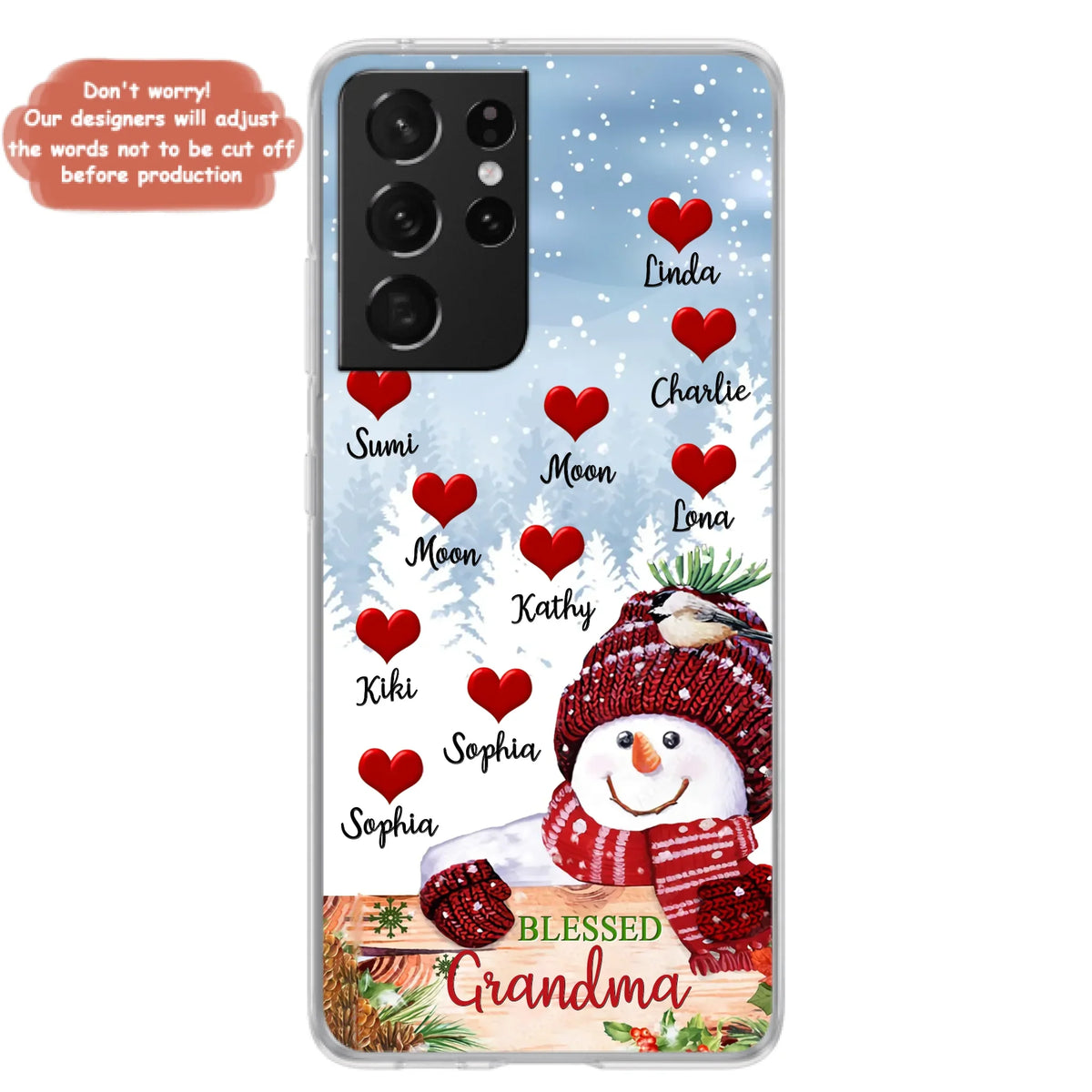 Personalized Snowman Grandma Phone Case - Christmas Gift Idea For Grandma - Up to 10 Kids - Case For iPhone/Samsung - Blessed Grandma