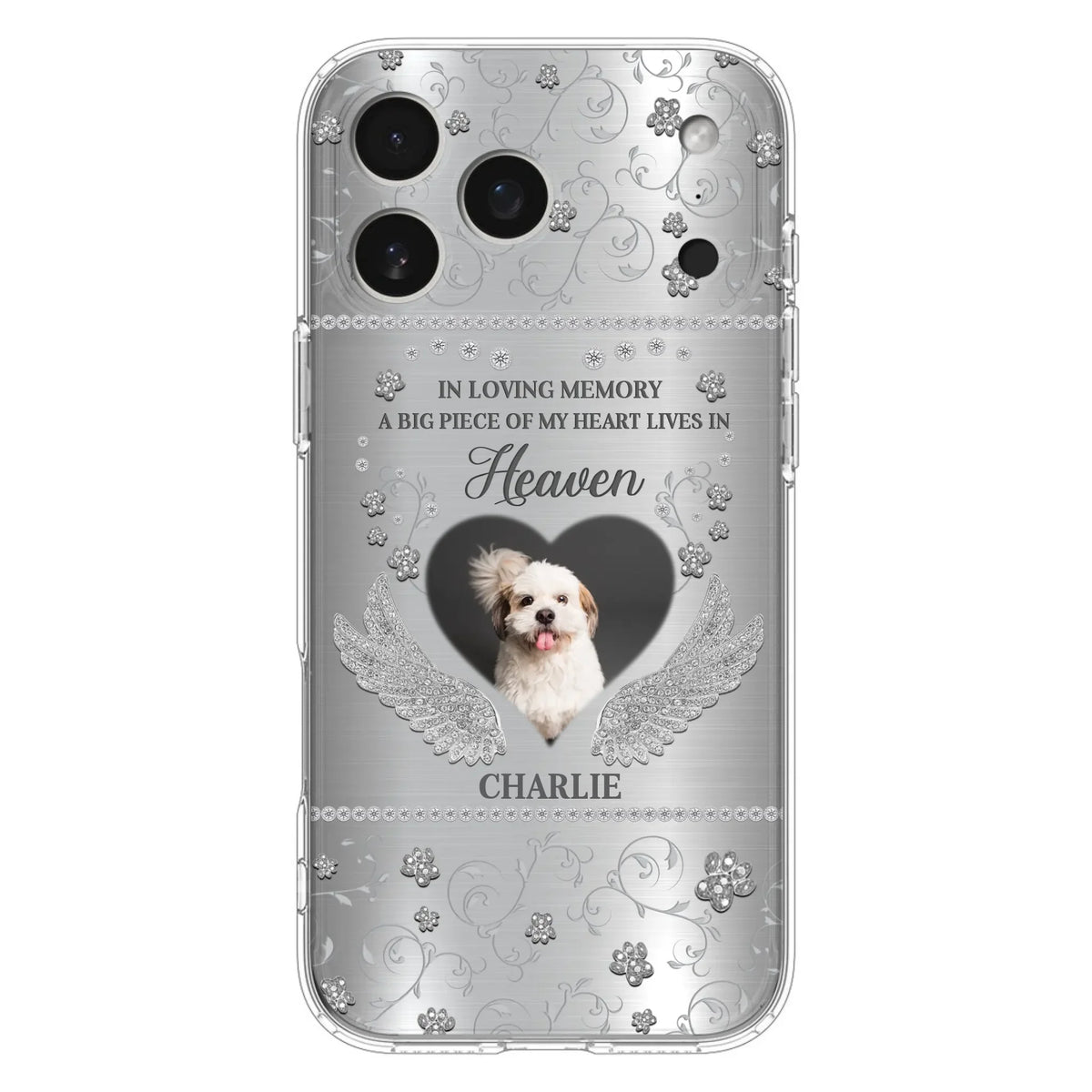 Personalized Memorial Phone Case - Upload Photo - Memorial Gift Idea For Pet Lover - A Big Piece Of My Heart Lives In Heaven - Case For iPhone/Samsung