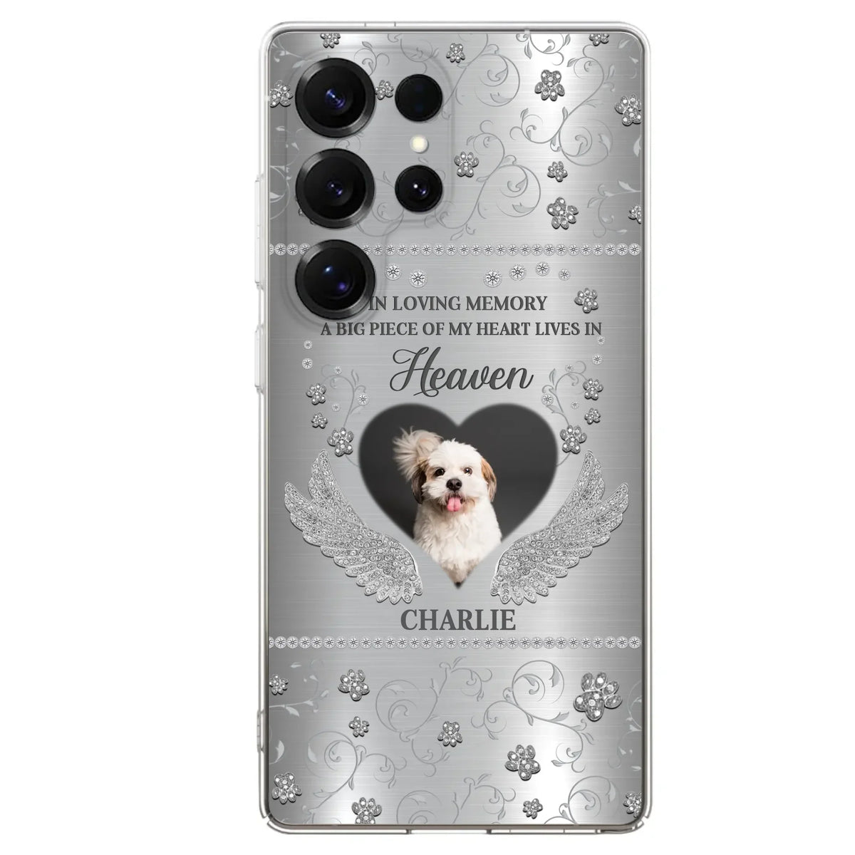 Personalized Memorial Phone Case - Upload Photo - Memorial Gift Idea For Pet Lover - A Big Piece Of My Heart Lives In Heaven - Case For iPhone/Samsung