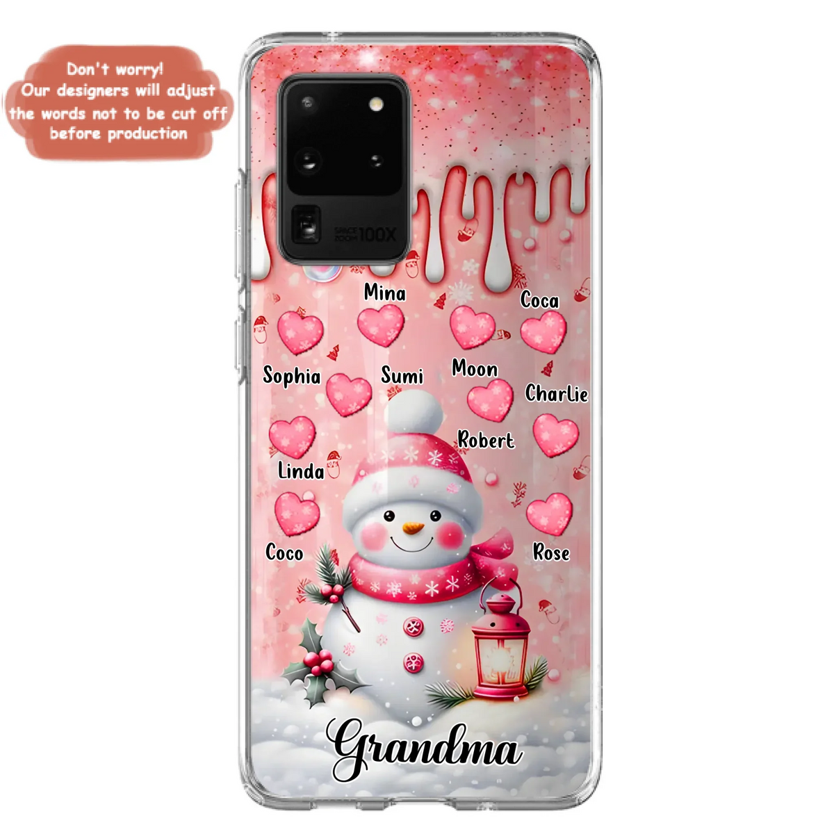 Personalized Snowman Grandma Phone Case - Christmas Gift Idea For Grandma - Up to 10 Kids - Case For iPhone/Samsung - Grandma