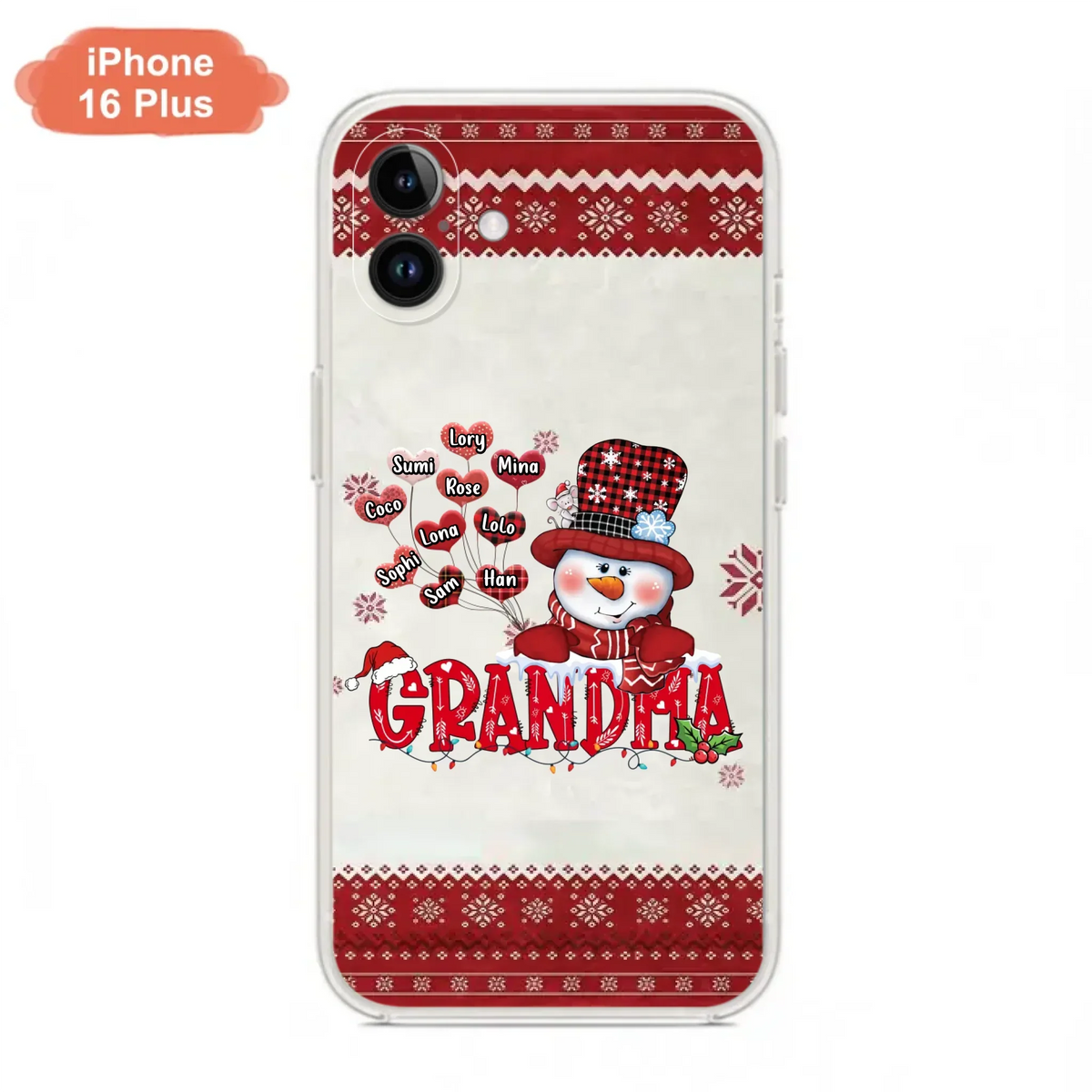 Personalized Snowman Grandma Phone Case - Christmas Gift Idea For Grandma - Up to 10 Kids - Case For iPhone/Samsung