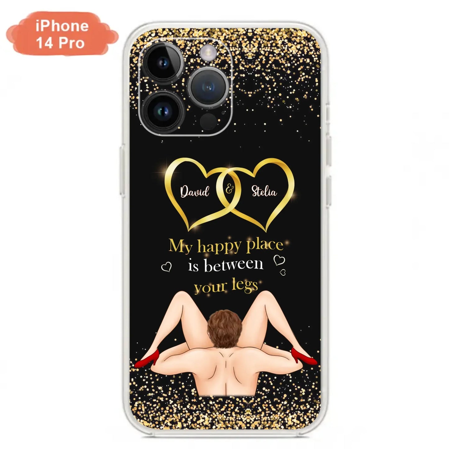 Custom Personalized Couple Phone Case - Gift Idea For Couple/Valentines Day - My Happy Place Is Between Your Legs - Case For iPhone/Samsung