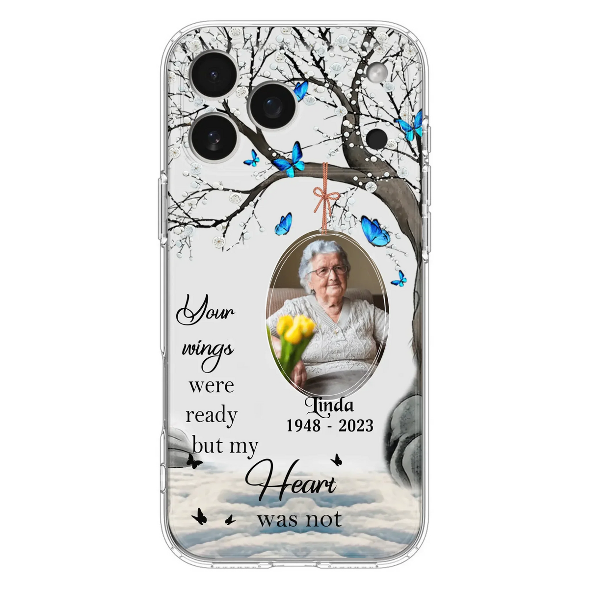 Custom Personalized Memorial Photo Phone Case - Upload Photo - Memorial Gift Idea For Family Member - Your Wings Were Ready But My Heart Was Not - Case For iPhone/Samsung