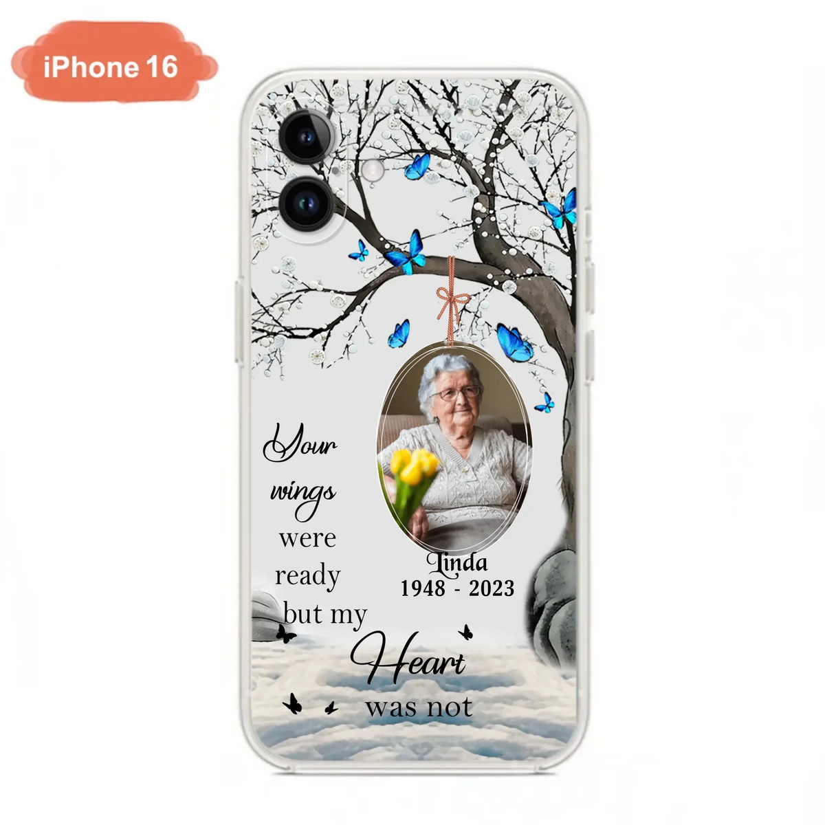 Custom Personalized Memorial Photo Phone Case - Upload Photo - Memorial Gift Idea For Family Member - Your Wings Were Ready But My Heart Was Not - Case For iPhone/Samsung