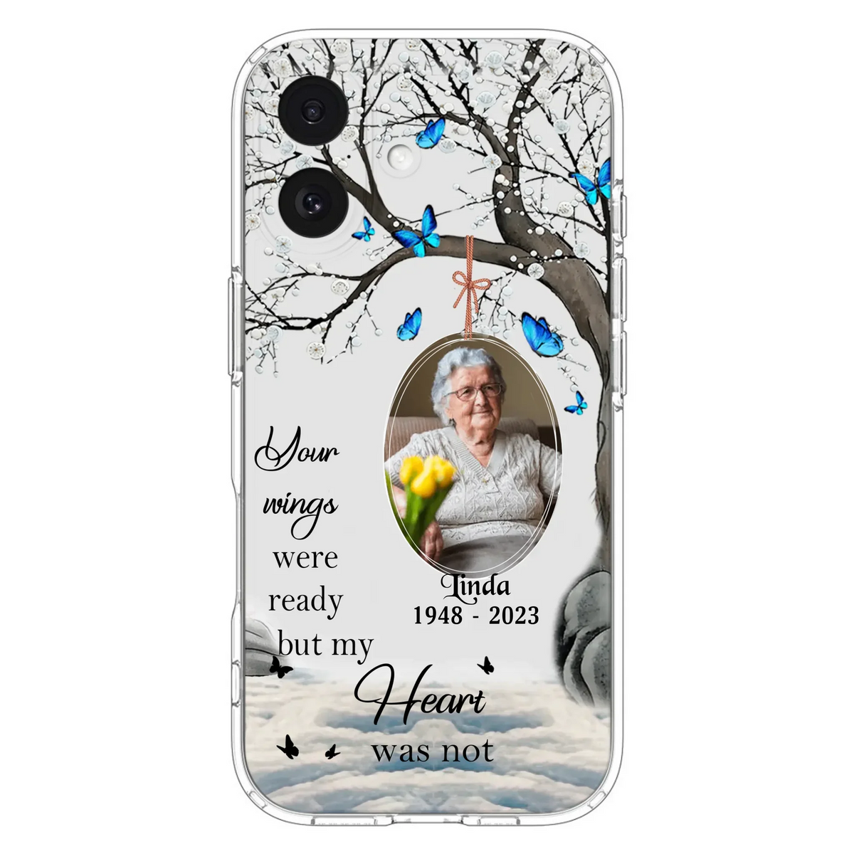 Custom Personalized Memorial Photo Phone Case - Upload Photo - Memorial Gift Idea For Family Member - Your Wings Were Ready But My Heart Was Not - Case For iPhone/Samsung