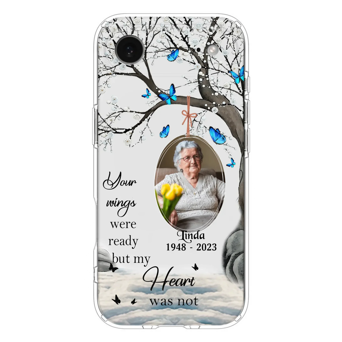 Custom Personalized Memorial Photo Phone Case - Upload Photo - Memorial Gift Idea For Family Member - Your Wings Were Ready But My Heart Was Not - Case For iPhone/Samsung