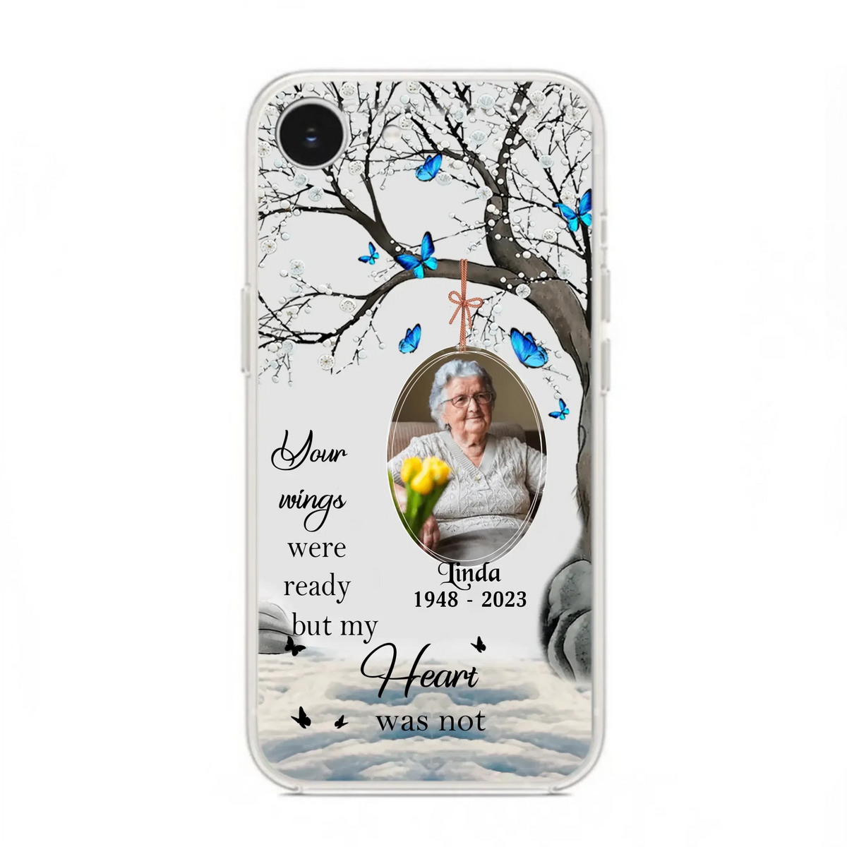 Custom Personalized Memorial Photo Phone Case - Upload Photo - Memorial Gift Idea For Family Member - Your Wings Were Ready But My Heart Was Not - Case For iPhone/Samsung