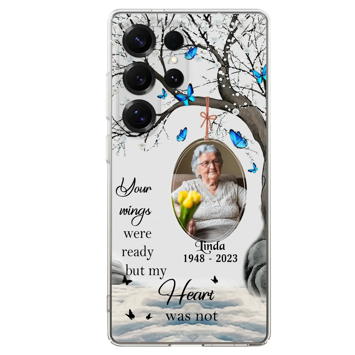 Custom Personalized Memorial Photo Phone Case - Upload Photo - Memorial Gift Idea For Family Member - Your Wings Were Ready But My Heart Was Not - Case For iPhone/Samsung