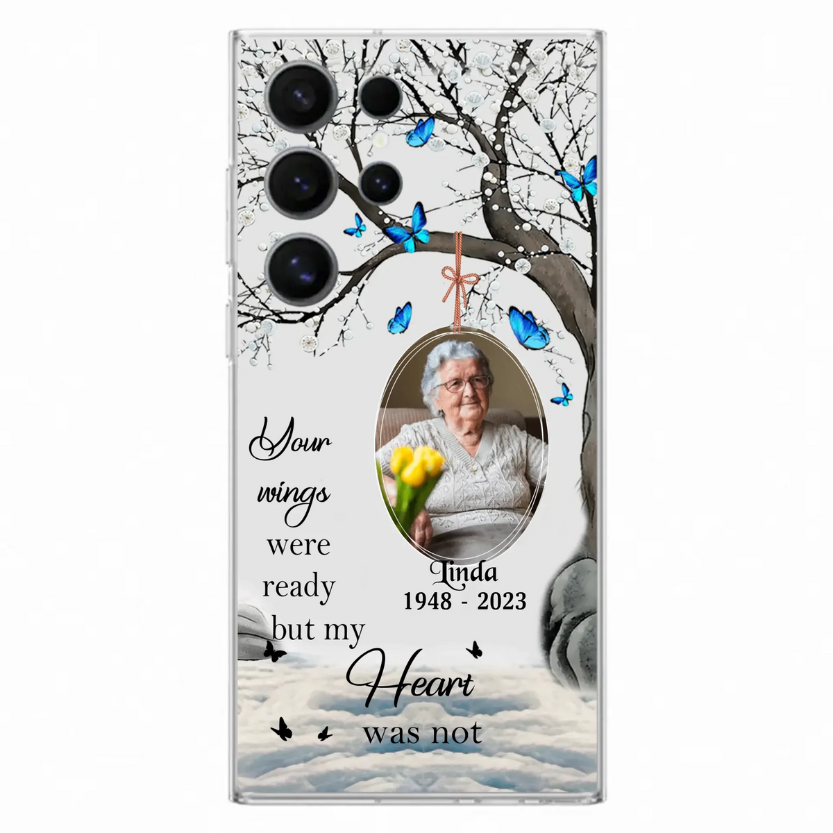 Custom Personalized Memorial Photo Phone Case - Upload Photo - Memorial Gift Idea For Family Member - Your Wings Were Ready But My Heart Was Not - Case For iPhone/Samsung