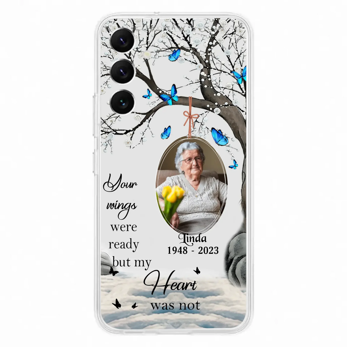 Custom Personalized Memorial Photo Phone Case - Upload Photo - Memorial Gift Idea For Family Member - Your Wings Were Ready But My Heart Was Not - Case For iPhone/Samsung