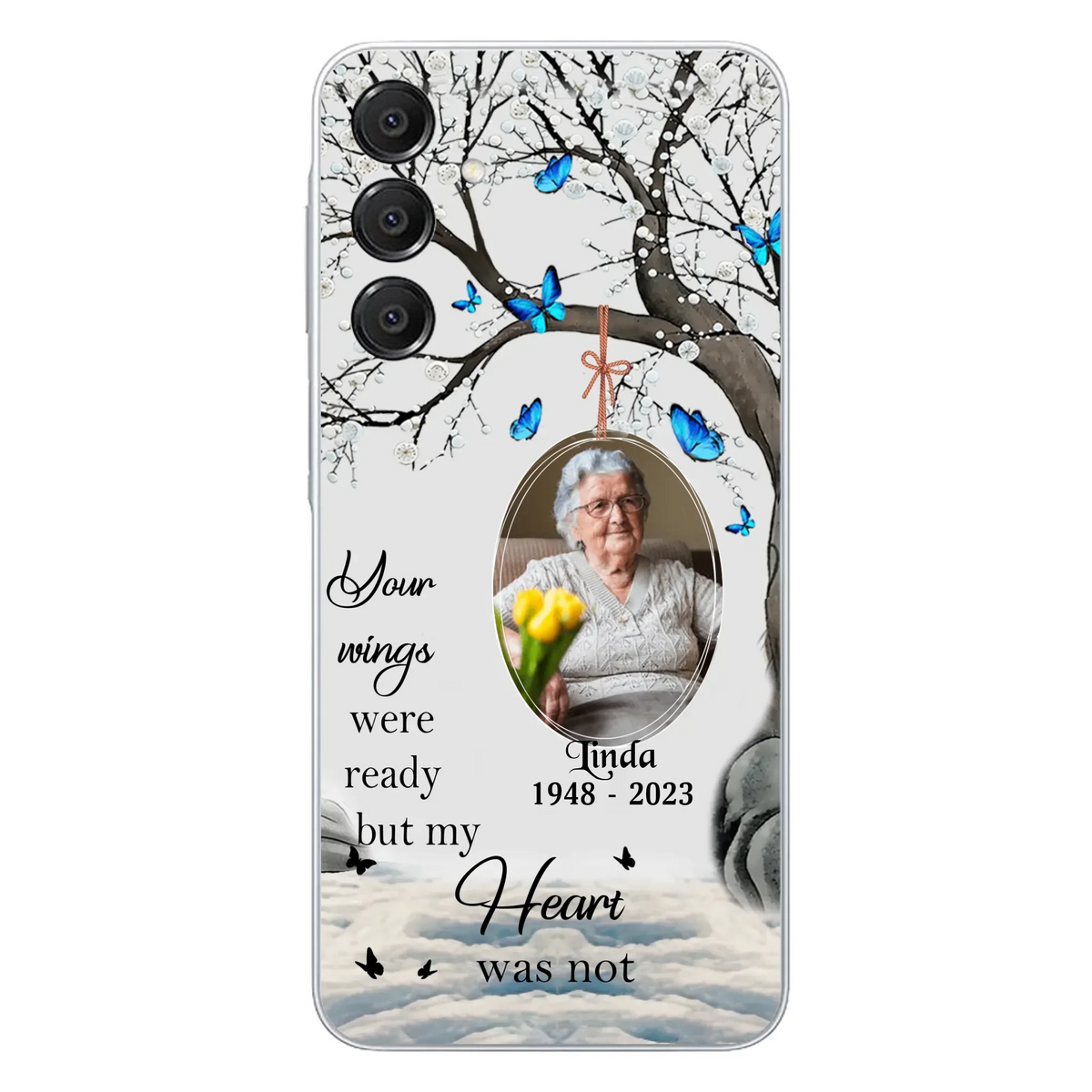 Custom Personalized Memorial Photo Phone Case - Upload Photo - Memorial Gift Idea For Family Member - Your Wings Were Ready But My Heart Was Not - Case For iPhone/Samsung