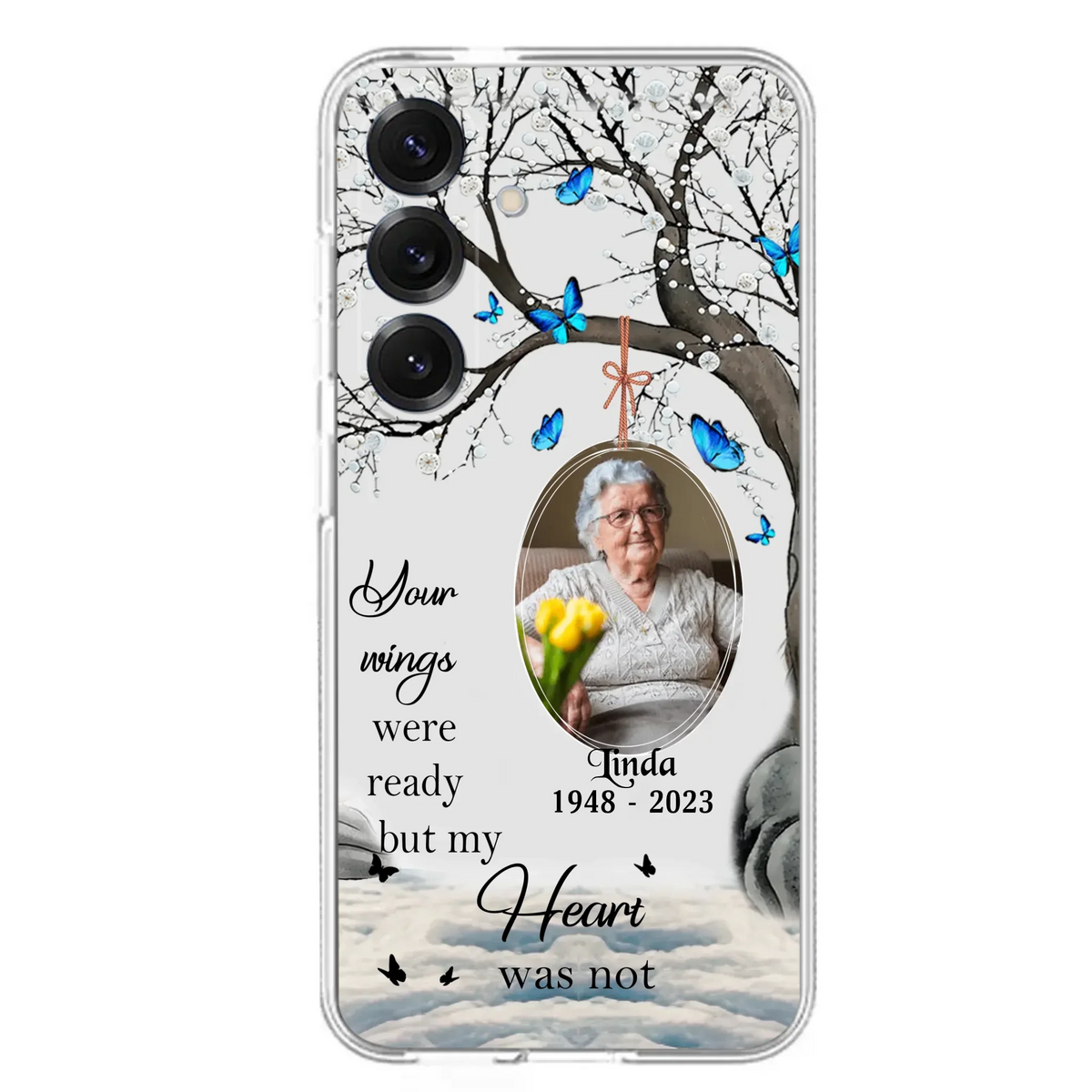 Custom Personalized Memorial Photo Phone Case - Upload Photo - Memorial Gift Idea For Family Member - Your Wings Were Ready But My Heart Was Not - Case For iPhone/Samsung