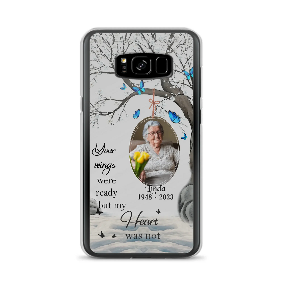 Custom Personalized Memorial Photo Phone Case - Upload Photo - Memorial Gift Idea For Family Member - Your Wings Were Ready But My Heart Was Not - Case For iPhone/Samsung