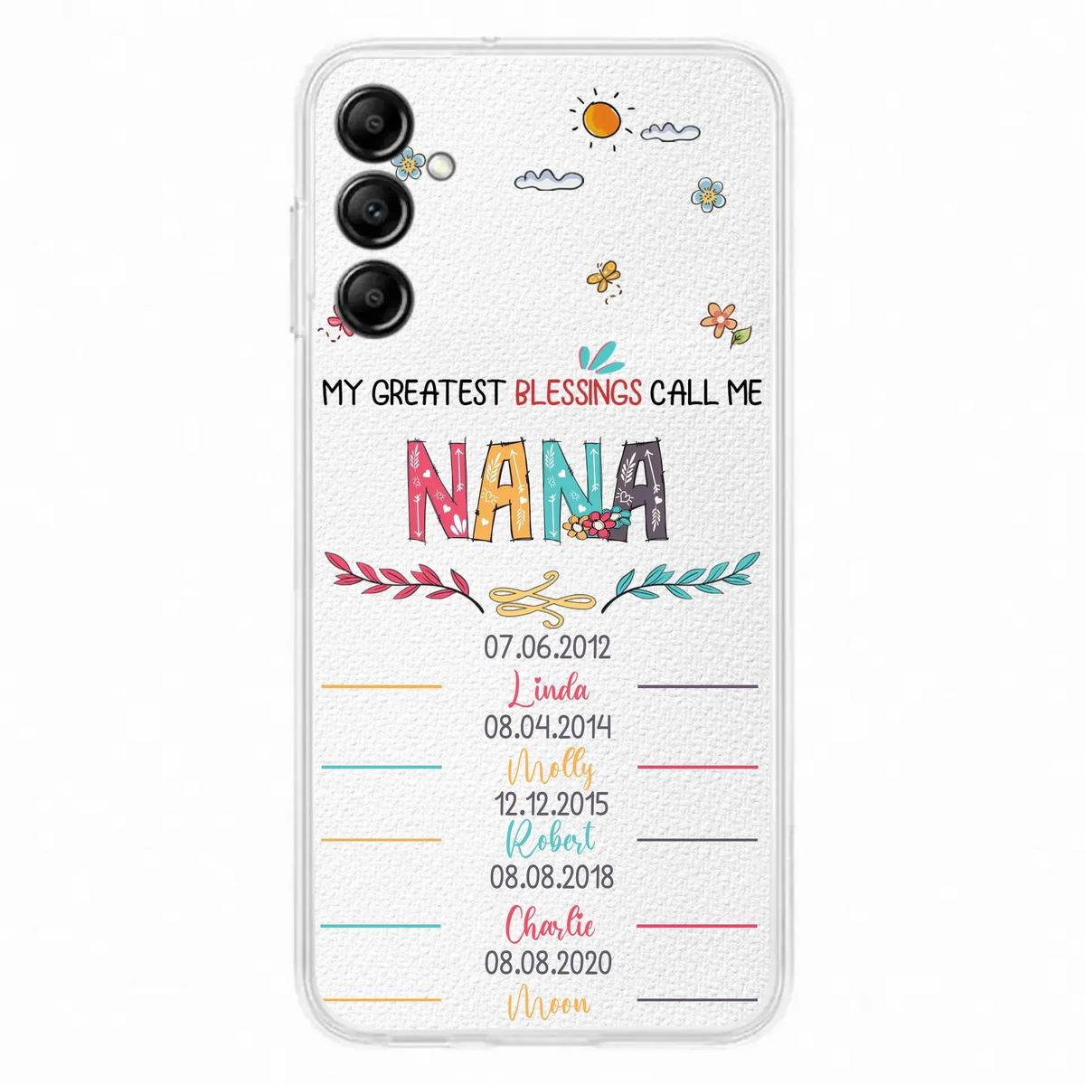 Personalized Grandma Phone Case - Gift Idea For Grandma - Upto 5 Grandkids - My Greatest Blessings Call Me Nana - Case For iPhone/Samsung