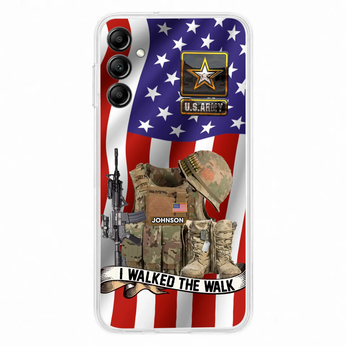 Custom Personalized Veteran US Flag Phone Case - Gift Idea For Veteran - Case For iPhone/ Samsung - I Walked The Walk