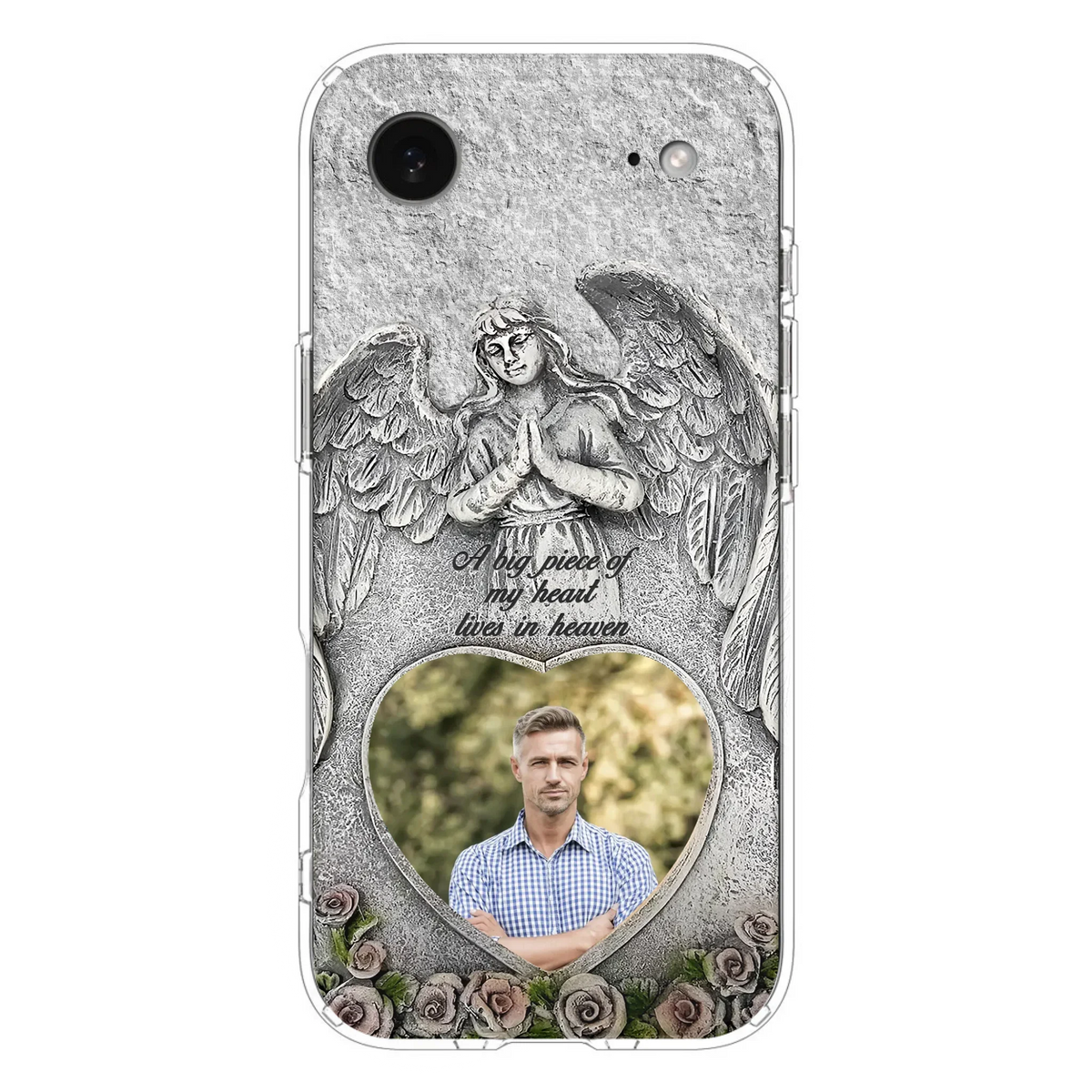 Custom Personalized Memorial Photo Phone Case - Memorial Gift Idea For Family Member - A Big Piece Of My Heart Lives In Heaven - Case For iPhone/Samsung