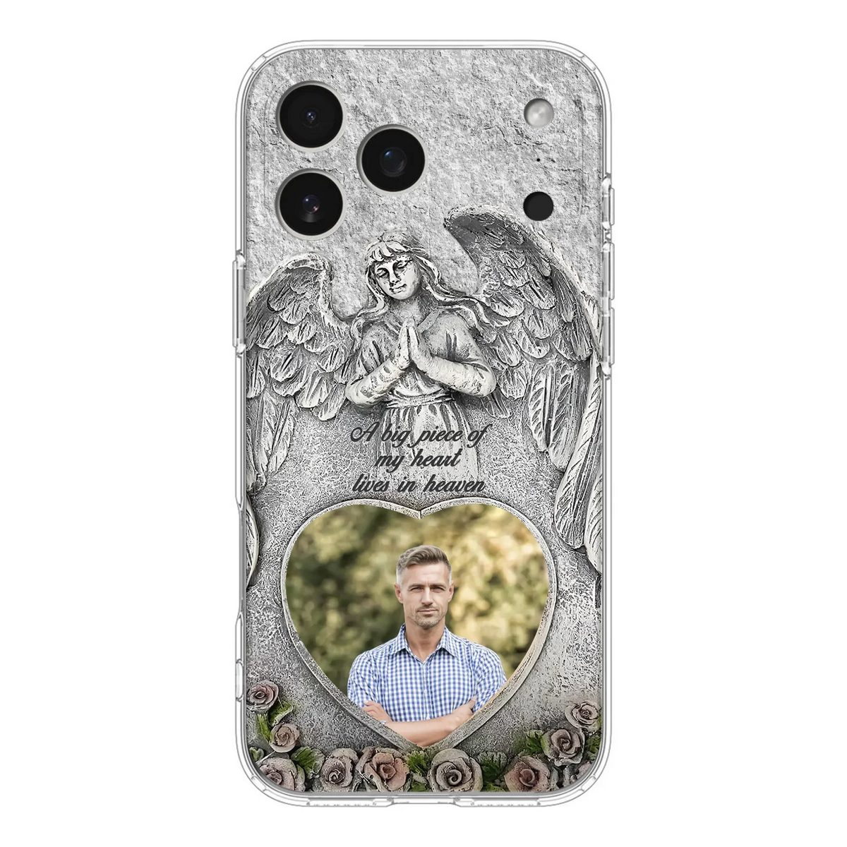 Custom Personalized Memorial Photo Phone Case - Memorial Gift Idea For Family Member - A Big Piece Of My Heart Lives In Heaven - Case For iPhone/Samsung