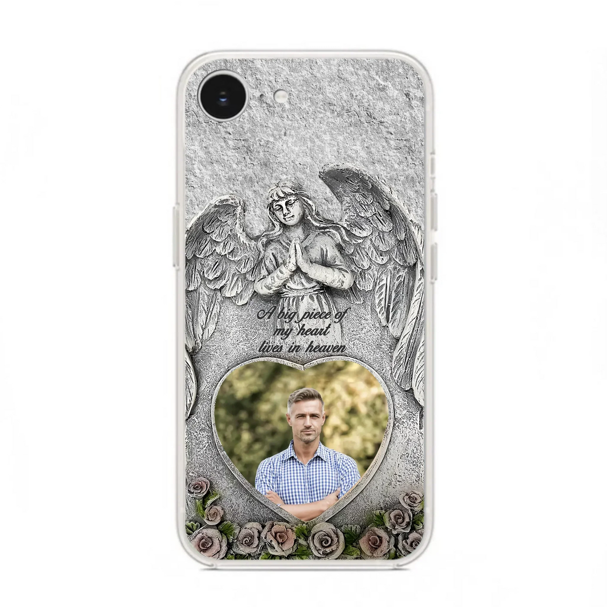 Custom Personalized Memorial Photo Phone Case - Memorial Gift Idea For Family Member - A Big Piece Of My Heart Lives In Heaven - Case For iPhone/Samsung