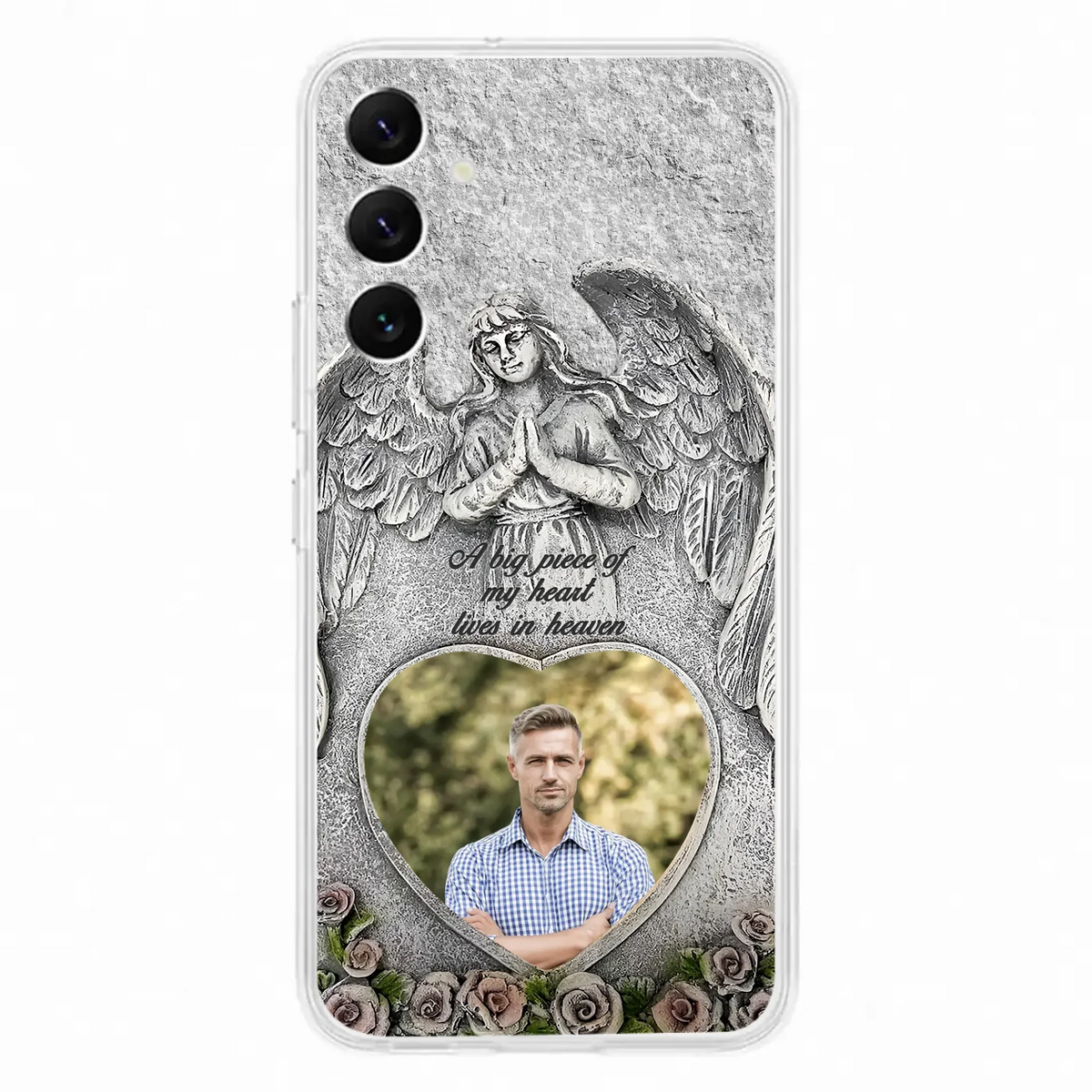 Custom Personalized Memorial Photo Phone Case - Memorial Gift Idea For Family Member - A Big Piece Of My Heart Lives In Heaven - Case For iPhone/Samsung
