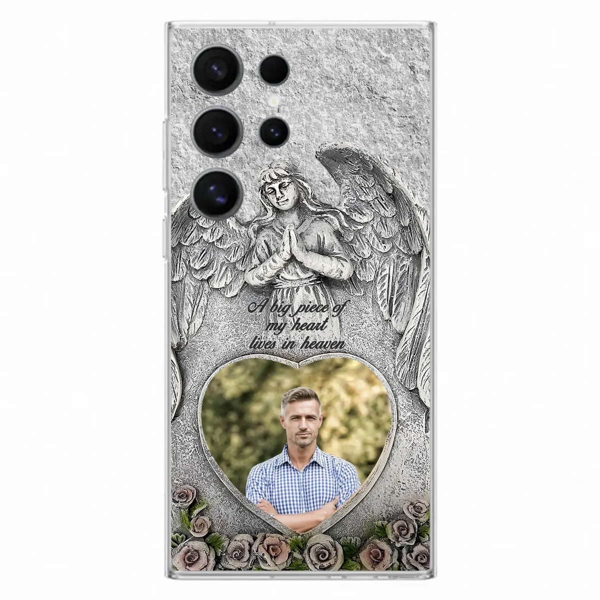 Custom Personalized Memorial Photo Phone Case - Memorial Gift Idea For Family Member - A Big Piece Of My Heart Lives In Heaven - Case For iPhone/Samsung
