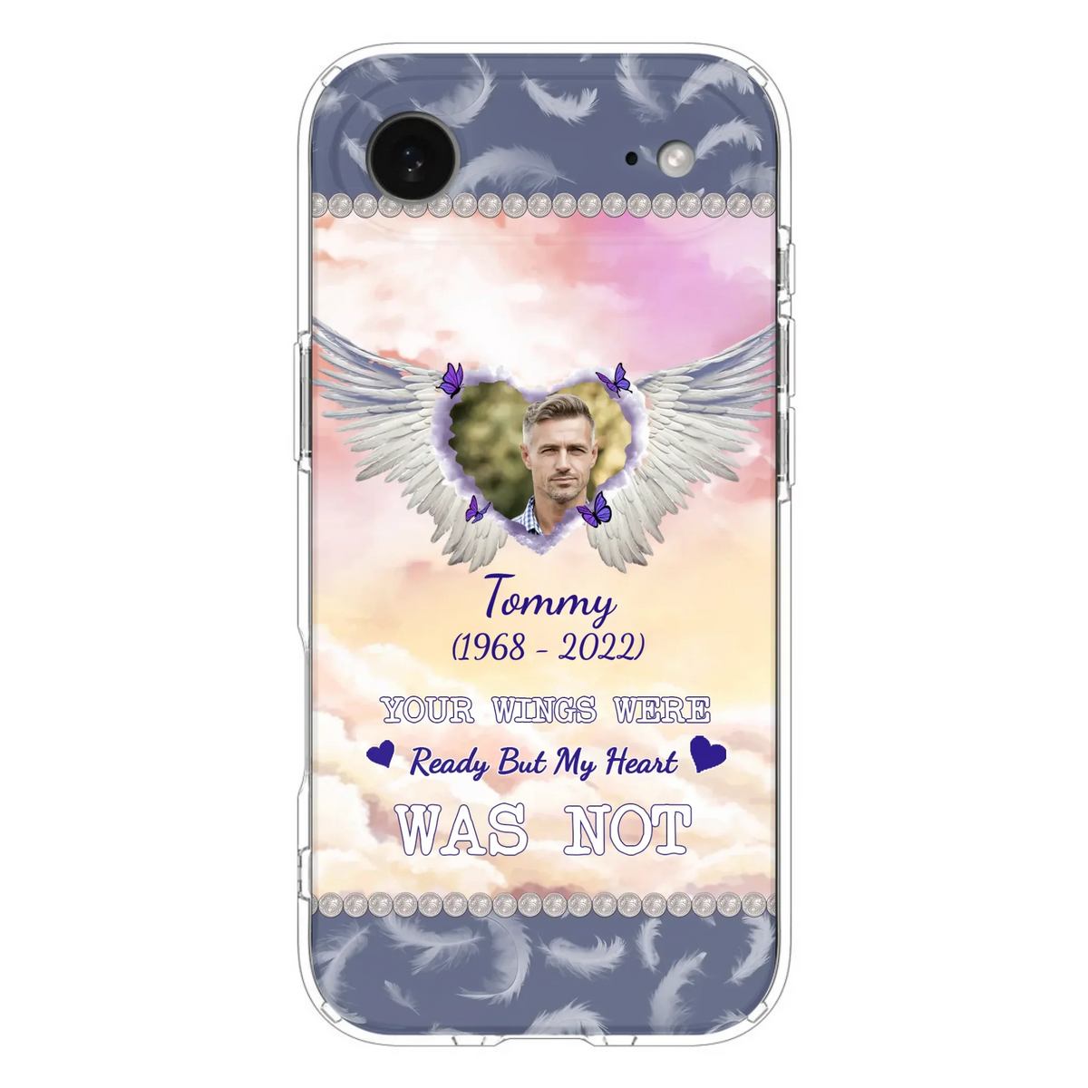 Custom Personalized Memorial Photo Phone Case - Memorial Gift Idea for Family - Your Wings Were Ready But My Heart Was Not - Case For iPhone/Samsung