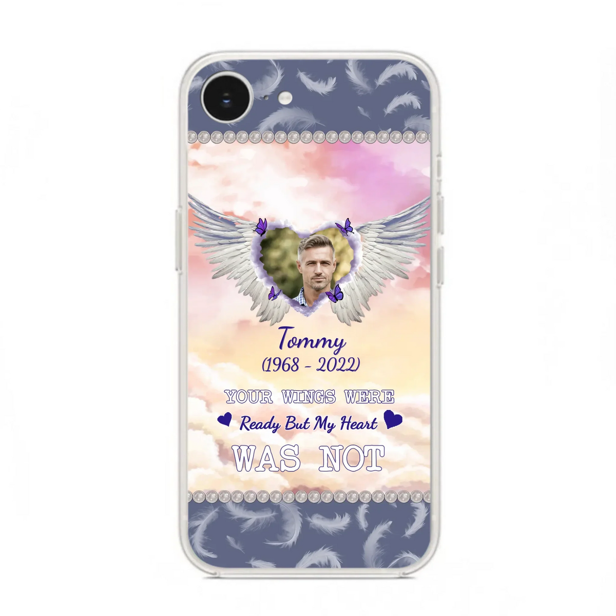 Custom Personalized Memorial Photo Phone Case - Memorial Gift Idea for Family - Your Wings Were Ready But My Heart Was Not - Case For iPhone/Samsung