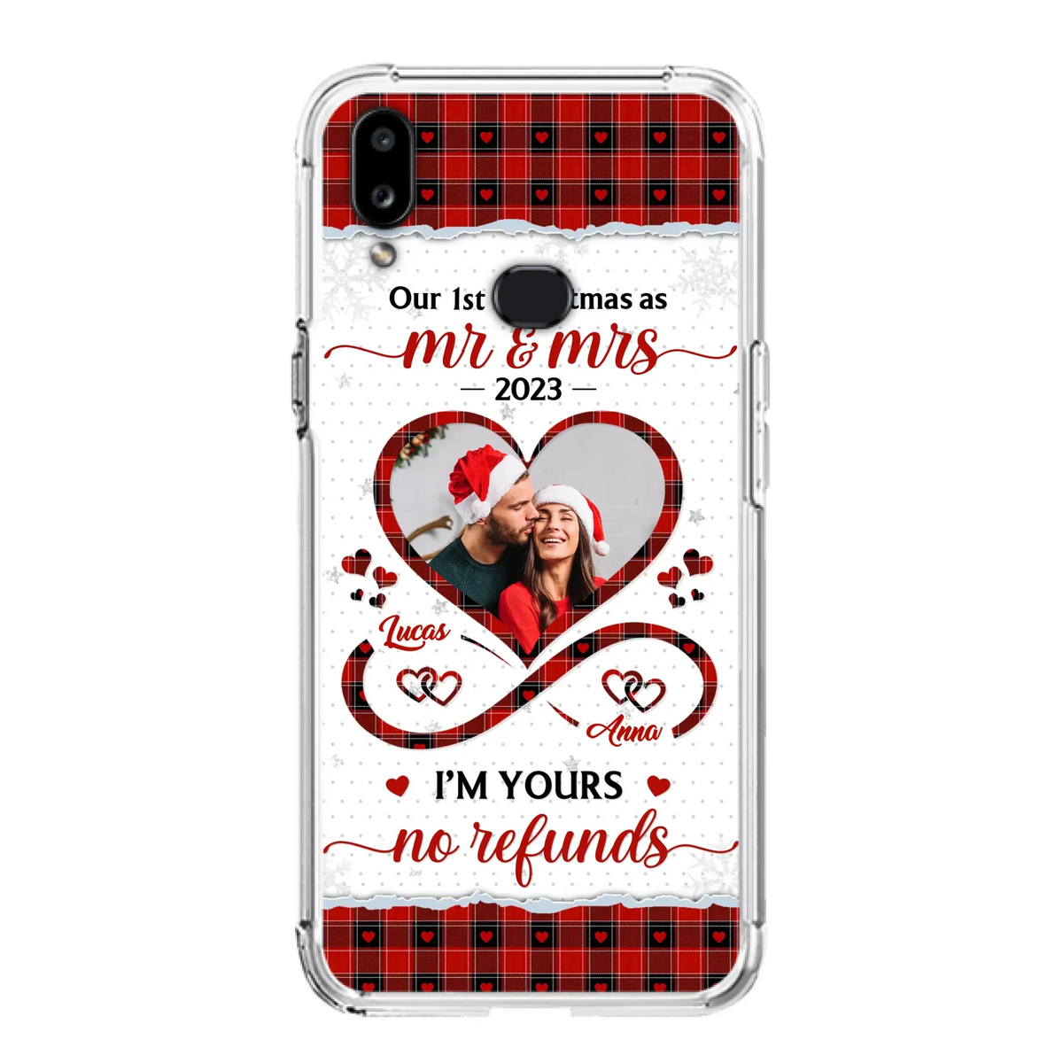 Custom Personalized Couple Photo Phone Case - Christmas Gift Idea For Couple/ Him/ Her - Our 1st Christmas As Mr & Mrs - Case For iPhone/Samsung