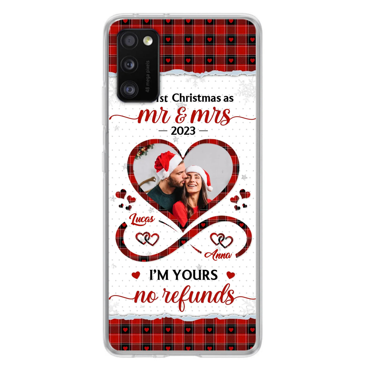 Custom Personalized Couple Photo Phone Case - Christmas Gift Idea For Couple/ Him/ Her - Our 1st Christmas As Mr & Mrs - Case For iPhone/Samsung