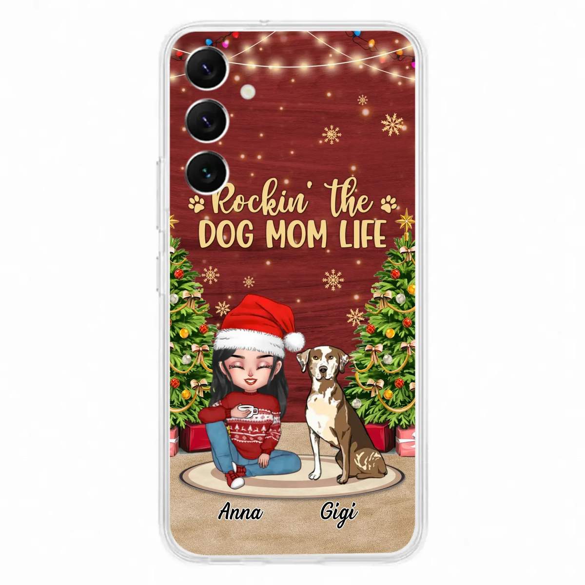 Custom Personalized Dog Mom iPhone/ Samsung Case - Christmas Gift Idea For Dogs Lovers - Upto 4 Dogs - Rockin' The Dog Mom Life