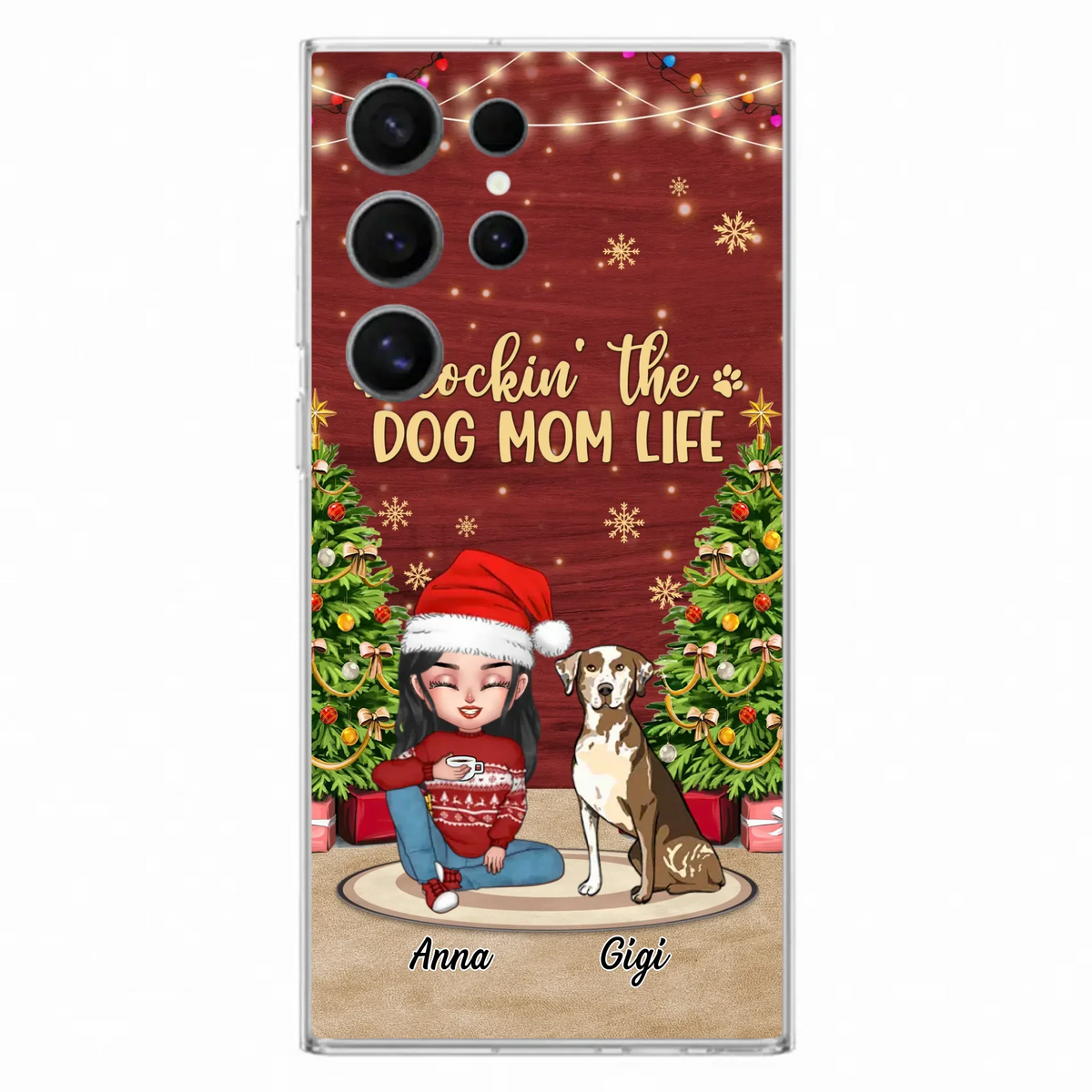 Custom Personalized Dog Mom iPhone/ Samsung Case - Christmas Gift Idea For Dogs Lovers - Upto 4 Dogs - Rockin' The Dog Mom Life