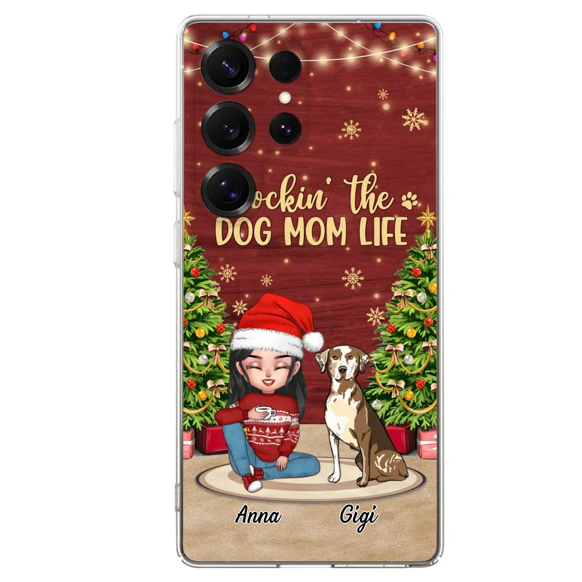 Custom Personalized Dog Mom iPhone/ Samsung Case - Christmas Gift Idea For Dogs Lovers - Upto 4 Dogs - Rockin' The Dog Mom Life