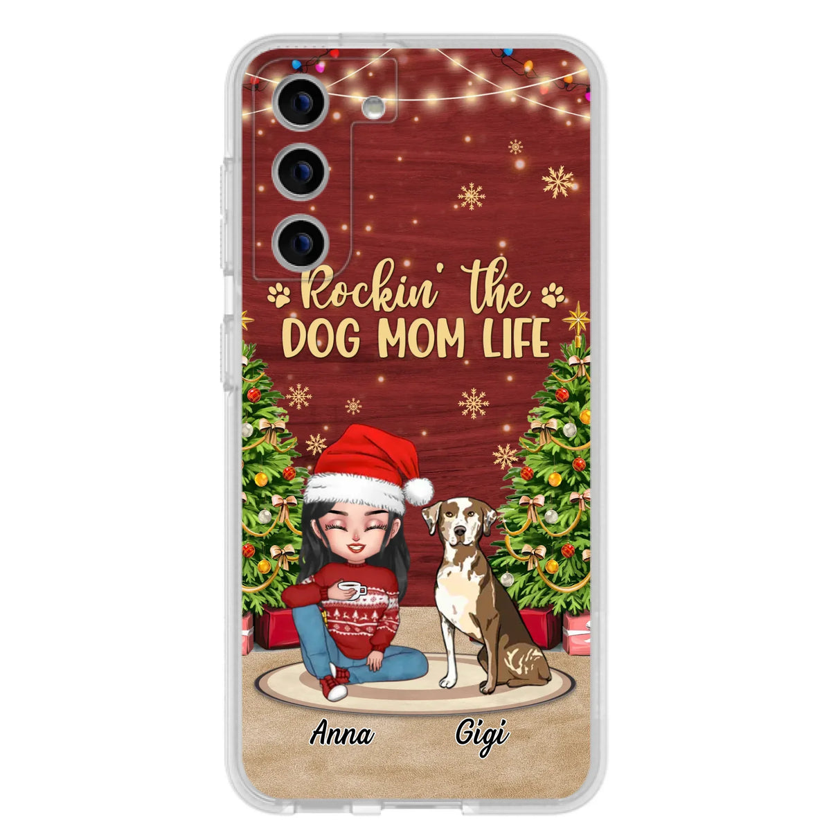 Custom Personalized Dog Mom iPhone/ Samsung Case - Christmas Gift Idea For Dogs Lovers - Upto 4 Dogs - Rockin' The Dog Mom Life