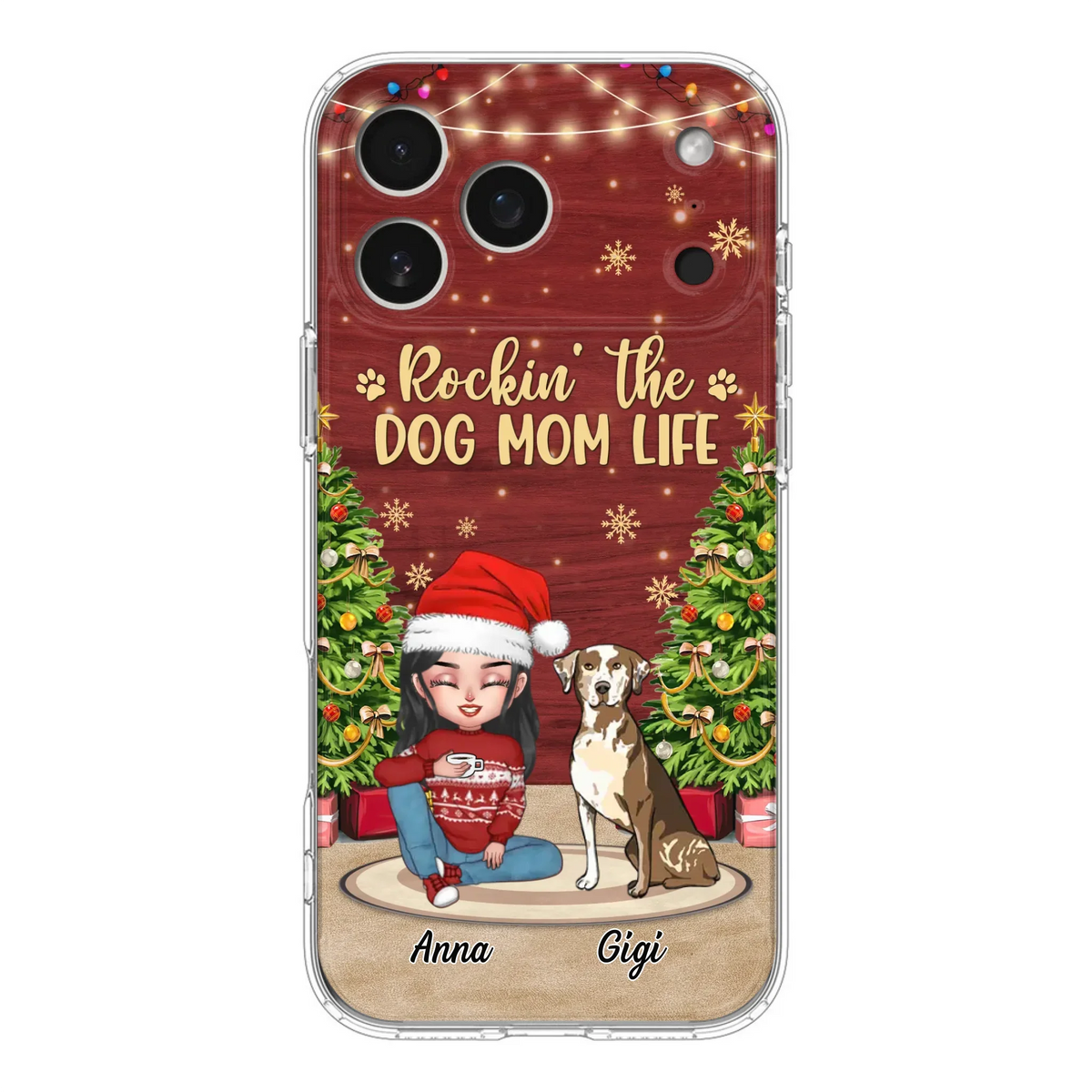 Custom Personalized Dog Mom iPhone/ Samsung Case - Christmas Gift Idea For Dogs Lovers - Upto 4 Dogs - Rockin' The Dog Mom Life