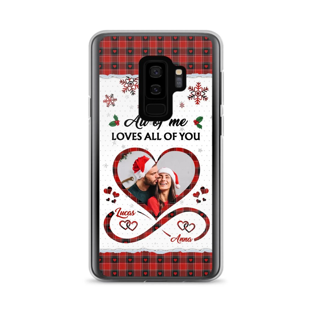 Custom Personalized Couple Christmas Phone Case - Gift Idea For Couple/ Him/ Her - Upload Photo - All Of Me Loves All Of You - Case For iPhone/Samsung