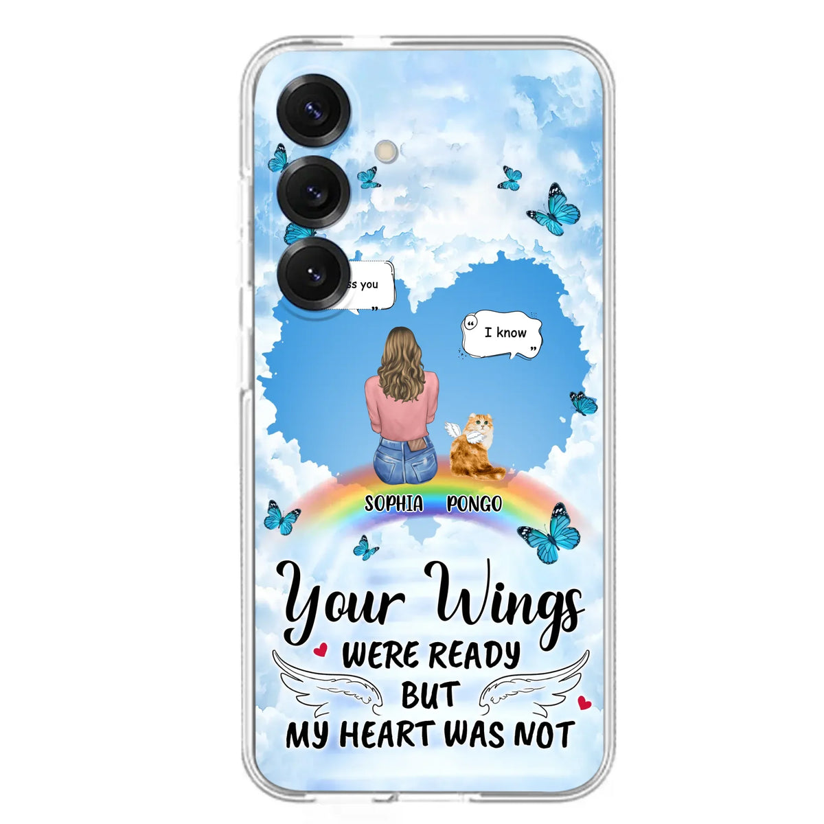 Personalized Memorial Pet Phone Case - Gift Idea For Dog/Cat/Rabbits Owners - Upto 3 Pets - Your Wings Were Ready But My Heart Was Not - Case For iPhone/Samsung