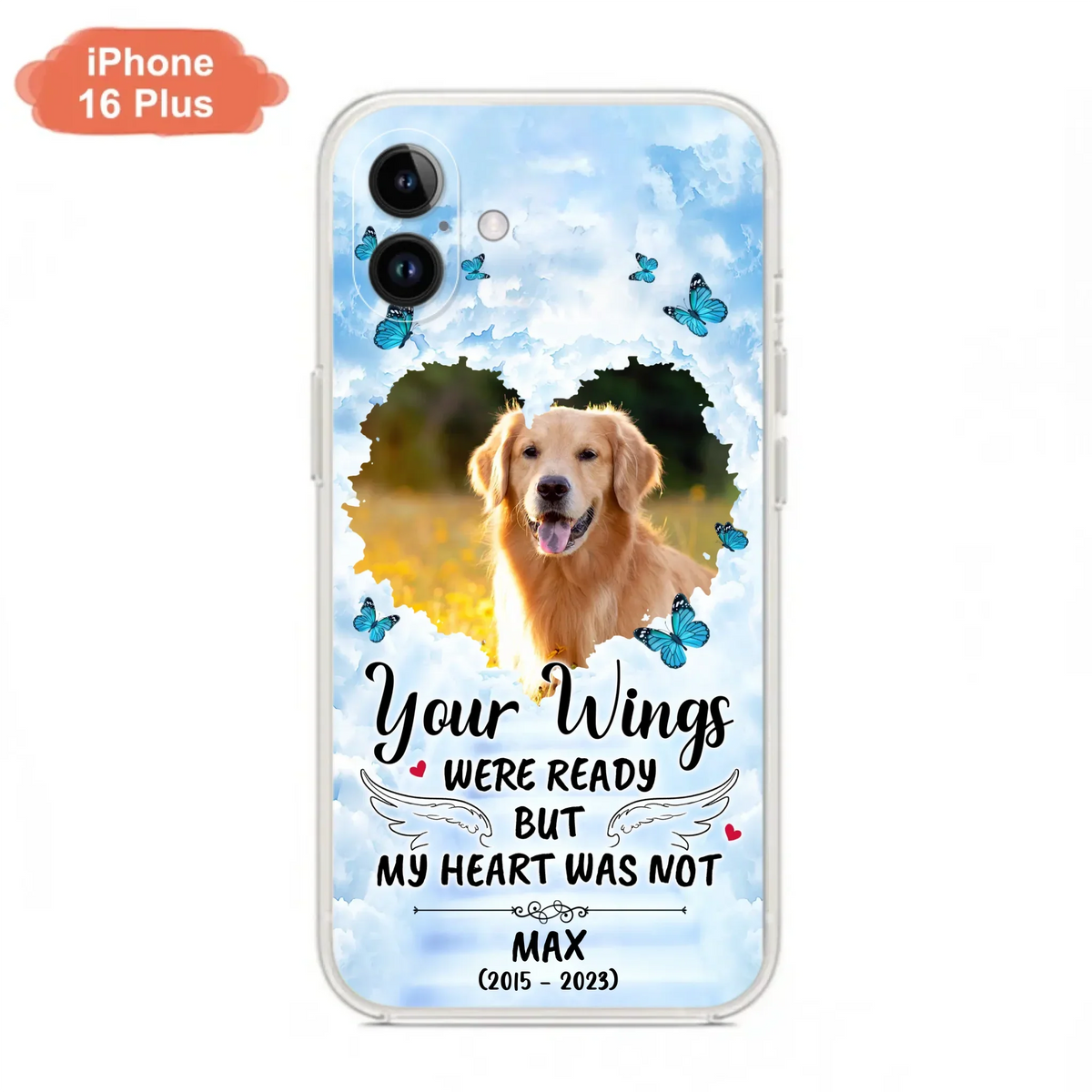 Custom Personalized Memorial iPhone/ Samsung Case - Upload Photo - Memorial Gift Idea For Family Member/ Pet Lover - Your Wings Were Ready But My Heart Was Not