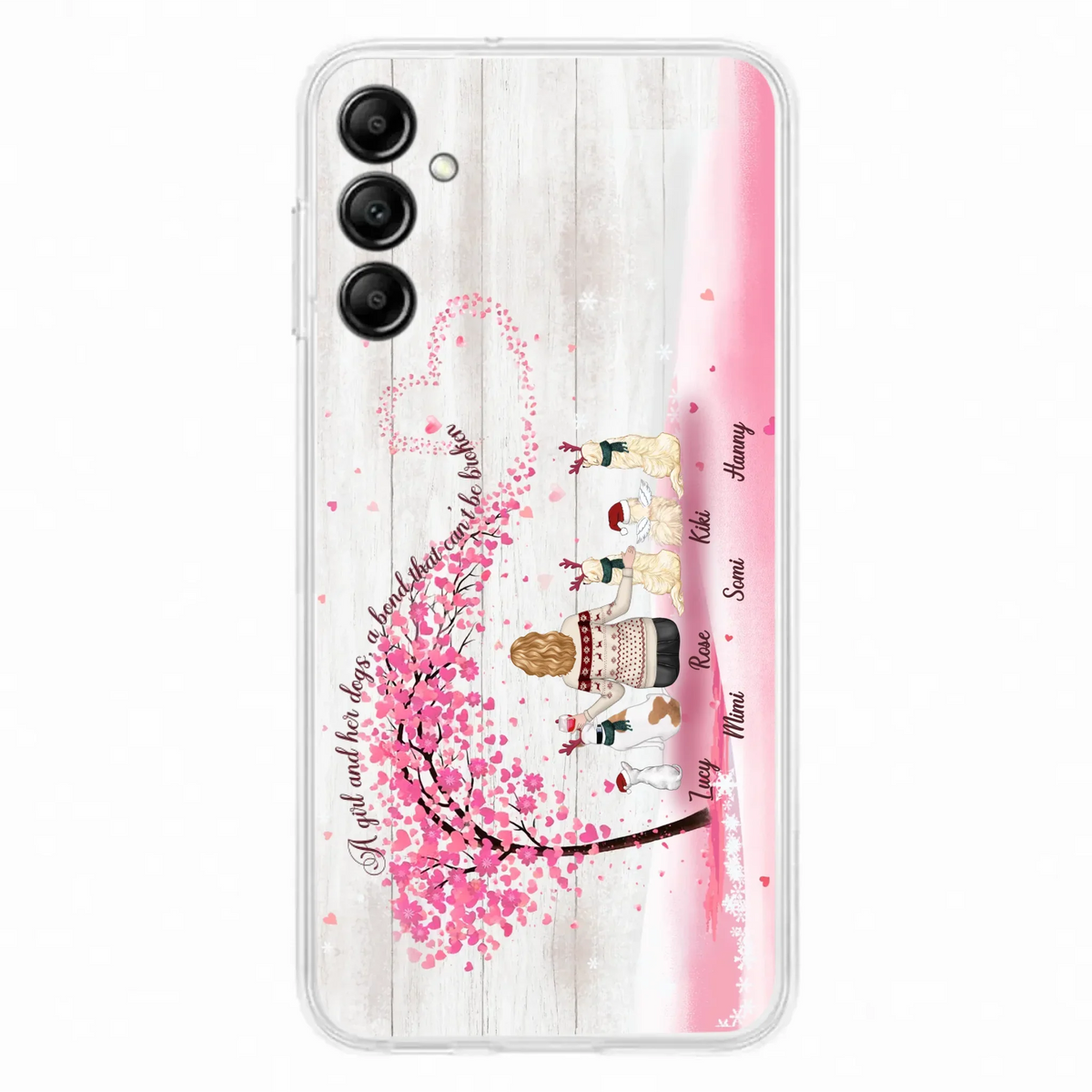 Personalized Dog Mom/Dad Phone Case - Mom/Dad With Up To 5 Dogs - Gift Idea For Dog Lovers - A Girl And Her Dogs, A Bond That Can't Be Broken - Case For iPhone/Samsung