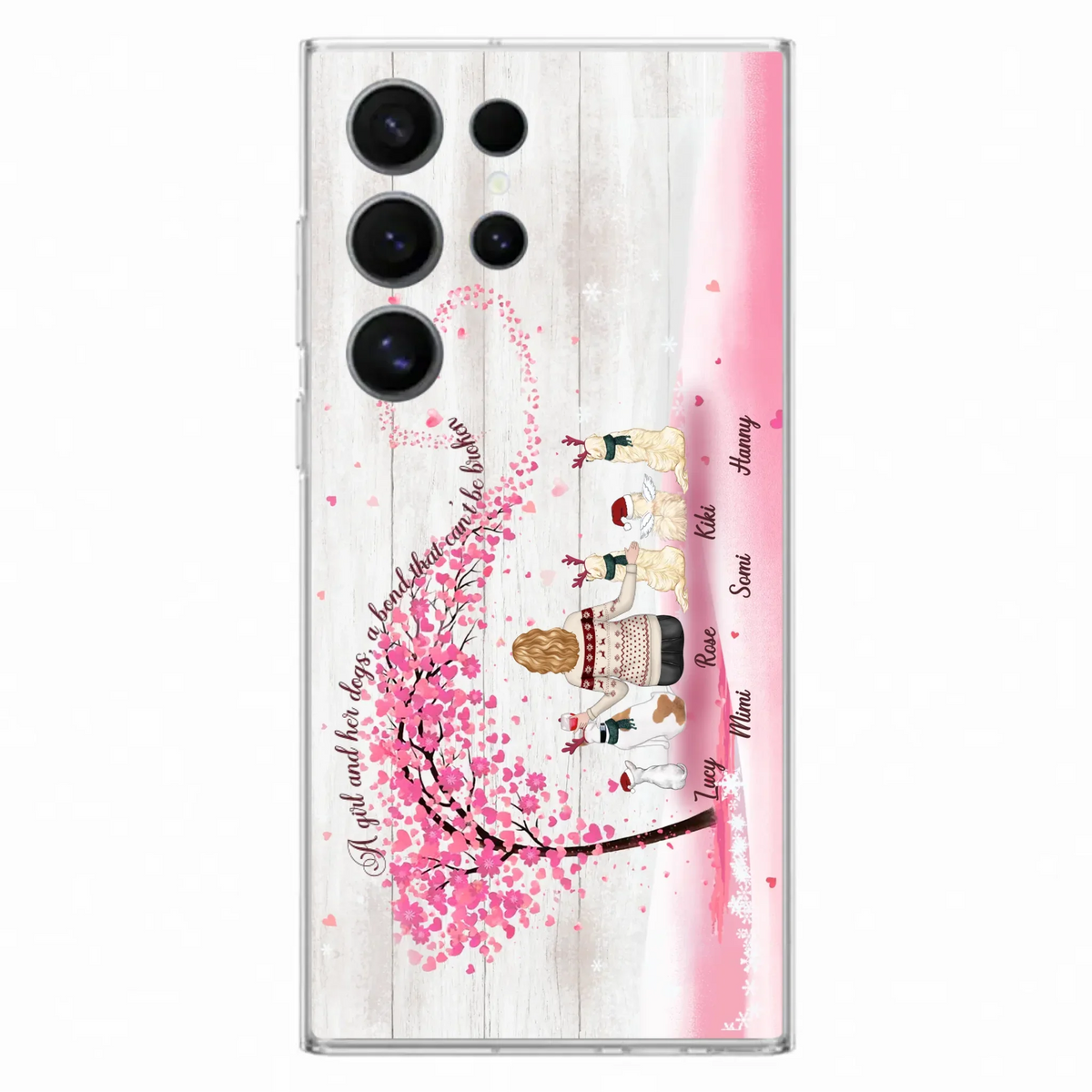 Personalized Dog Mom/Dad Phone Case - Mom/Dad With Up To 5 Dogs - Gift Idea For Dog Lovers - A Girl And Her Dogs, A Bond That Can't Be Broken - Case For iPhone/Samsung