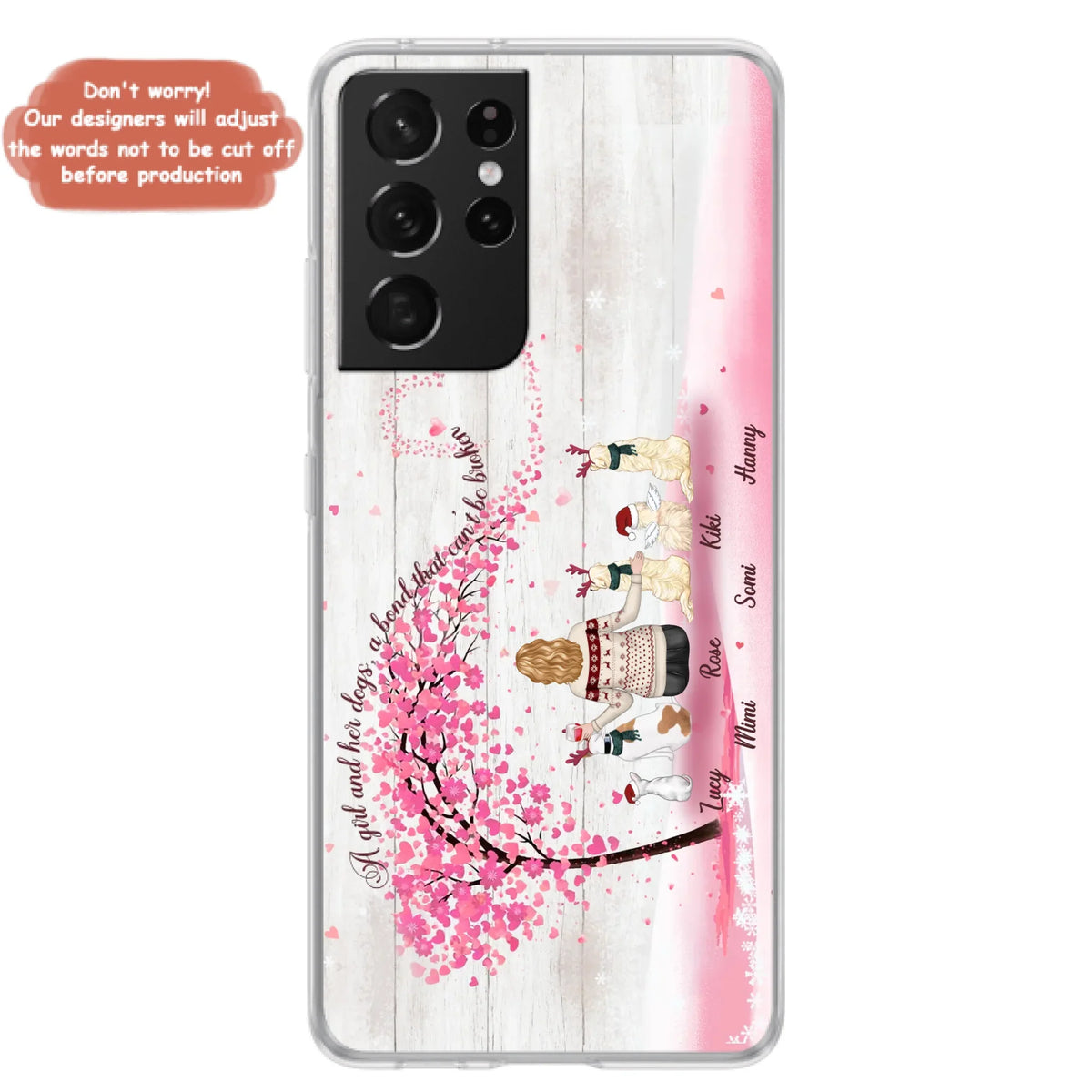 Personalized Dog Mom/Dad Phone Case - Mom/Dad With Up To 5 Dogs - Gift Idea For Dog Lovers - A Girl And Her Dogs, A Bond That Can't Be Broken - Case For iPhone/Samsung