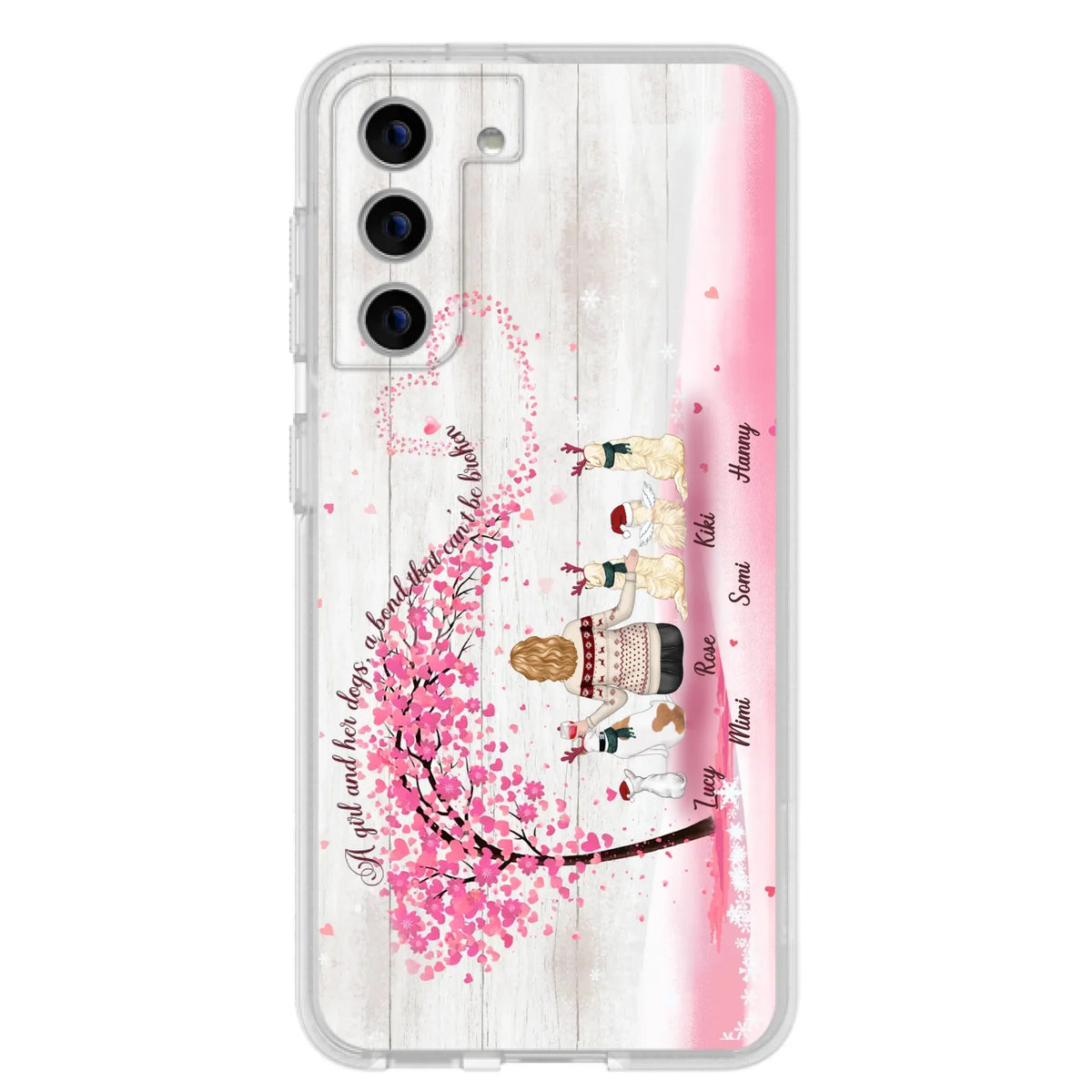 Personalized Dog Mom/Dad Phone Case - Mom/Dad With Up To 5 Dogs - Gift Idea For Dog Lovers - A Girl And Her Dogs, A Bond That Can't Be Broken - Case For iPhone/Samsung