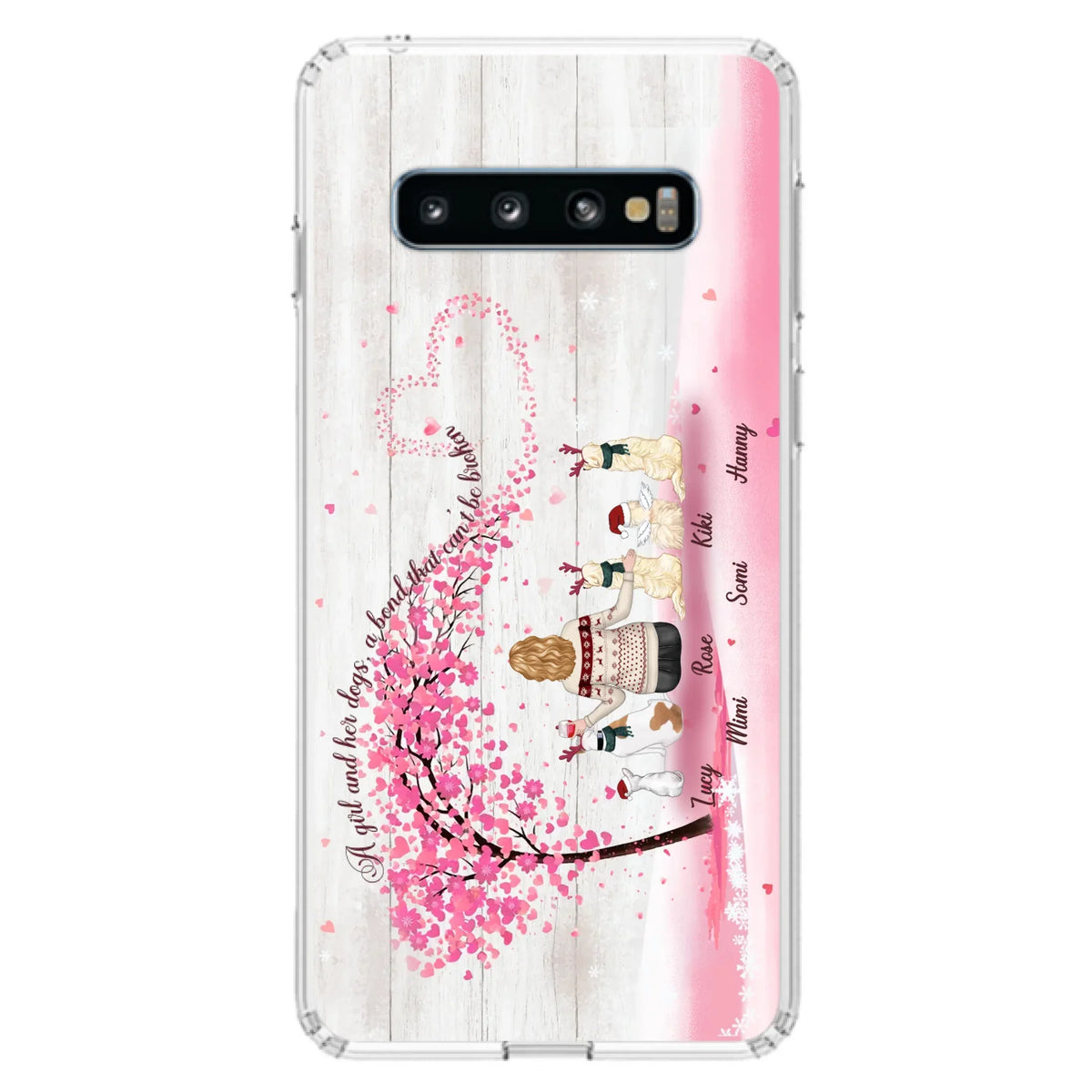 Personalized Dog Mom/Dad Phone Case - Mom/Dad With Up To 5 Dogs - Gift Idea For Dog Lovers - A Girl And Her Dogs, A Bond That Can't Be Broken - Case For iPhone/Samsung