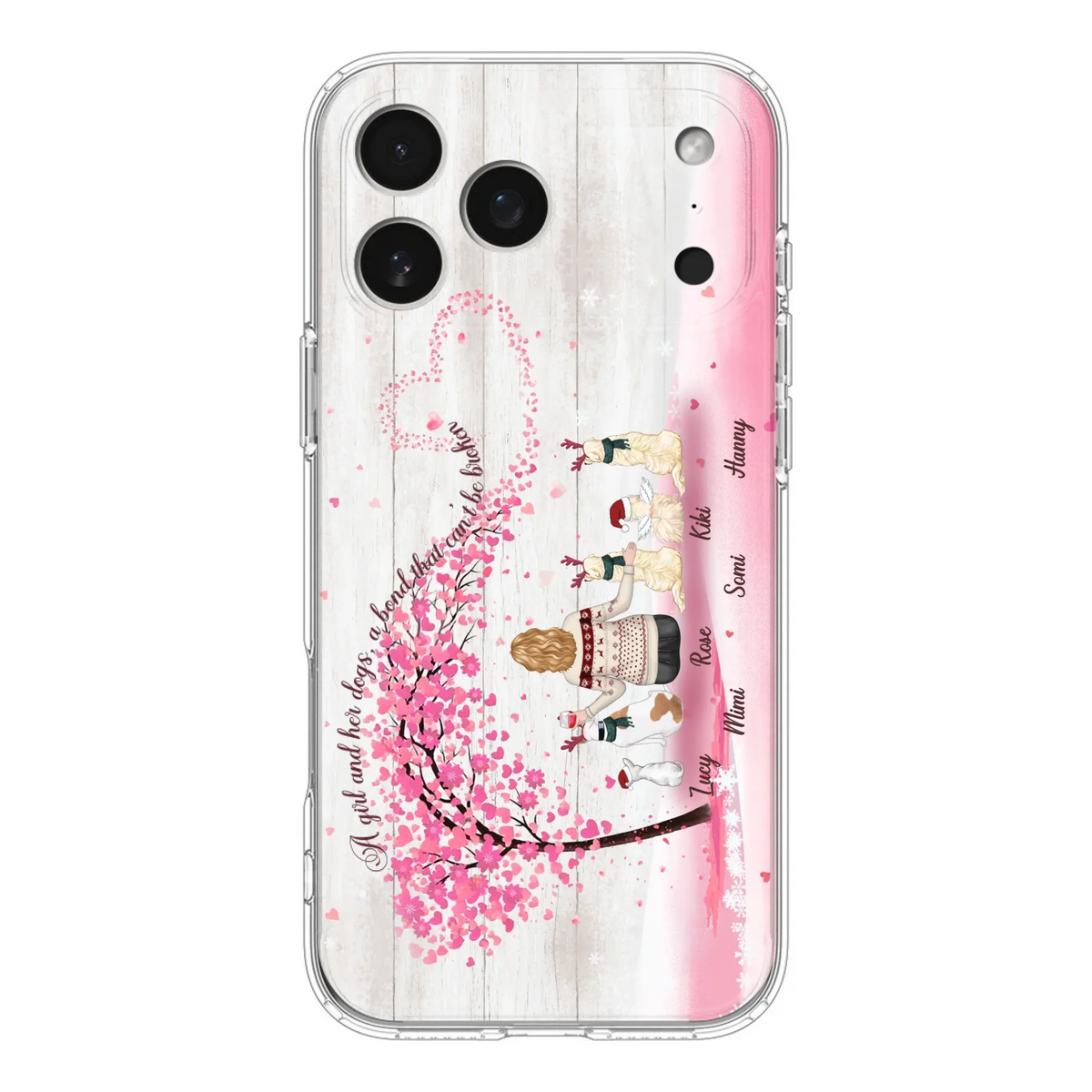 Personalized Dog Mom/Dad Phone Case - Mom/Dad With Up To 5 Dogs - Gift Idea For Dog Lovers - A Girl And Her Dogs, A Bond That Can't Be Broken - Case For iPhone/Samsung
