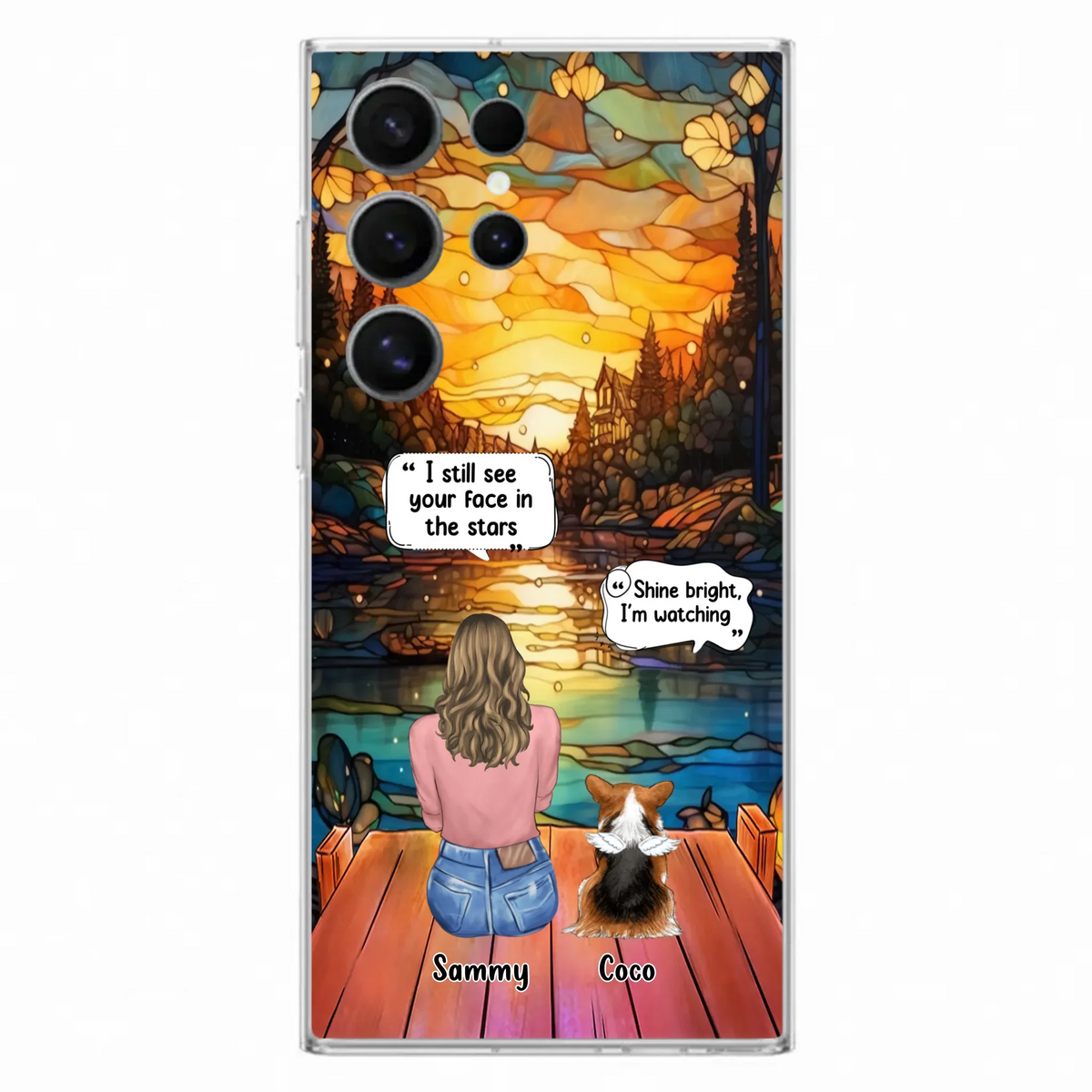 Personalized Memorial Pet Phone Case - Memorial Gift Idea For Dog/Cat/Rabbits Owners - I Still See Your Face In The Stars - Case For iPhone/Samsung