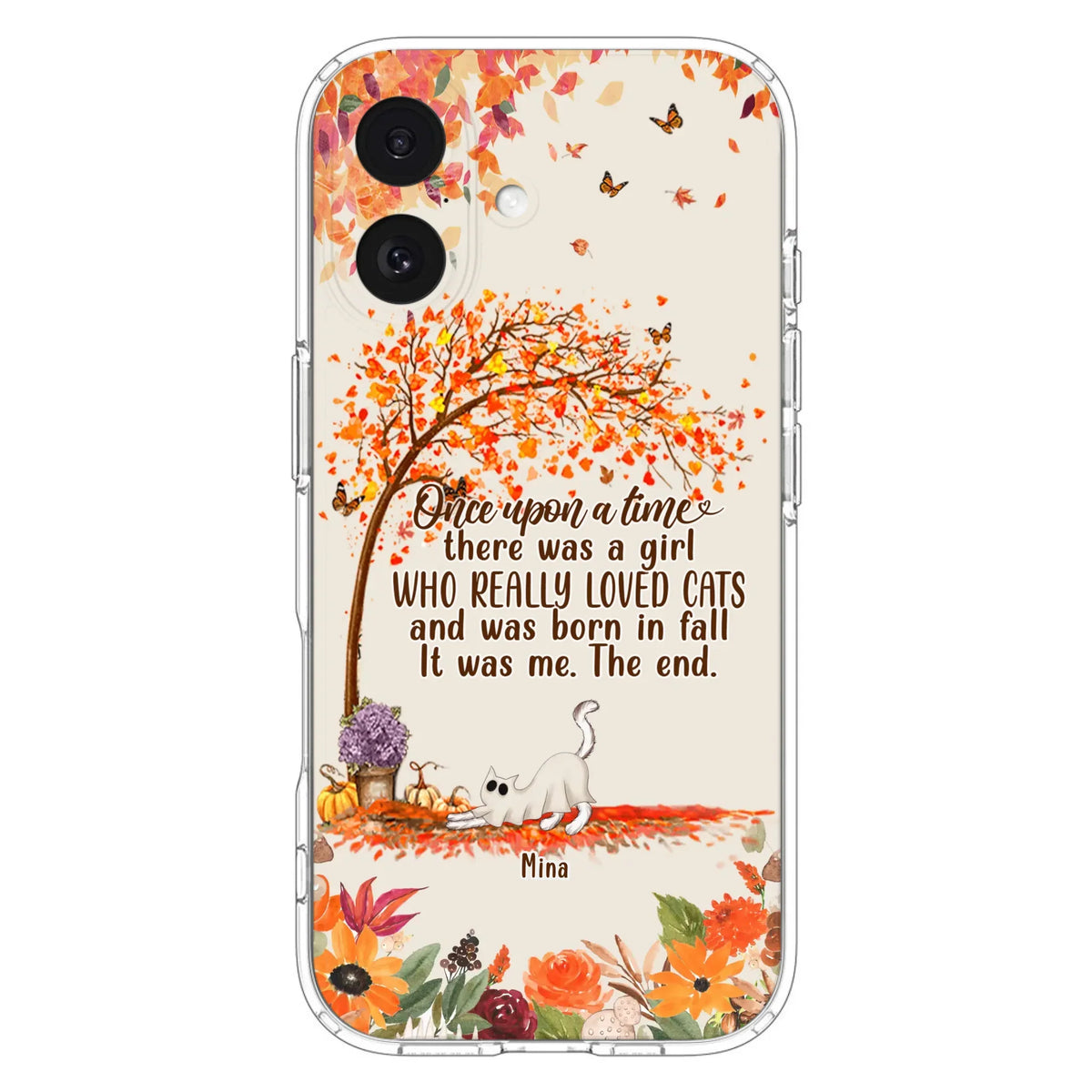 Custom Personalized Cat & Fall Phone Case - Upto 6 Cats - Autumn Gift For Cat Lover - Once Upon A Time - Case For iPhone And Samsung