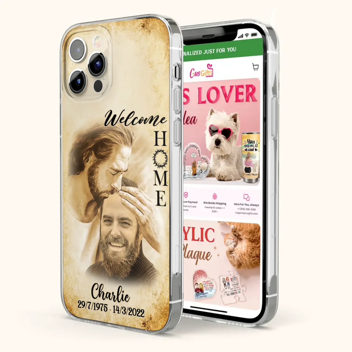 Custom Personalized Memorial Photo Phone Case - Memorial Gift Idea For Family Member/ Pet Owner - Welcome Home - Case For iPhone And Samsung