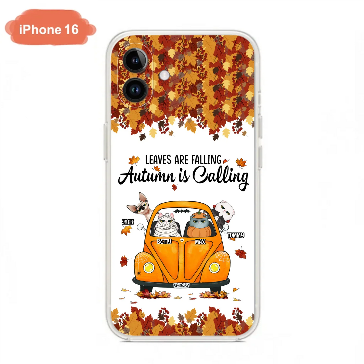 Custom Personalized Pet Phone Case - Gift Idea For Cat/Dog Lovers - Upto 4 Pets -  Case For iPhone/Samsung - Leaves Are Falling Autumn Is Calling
