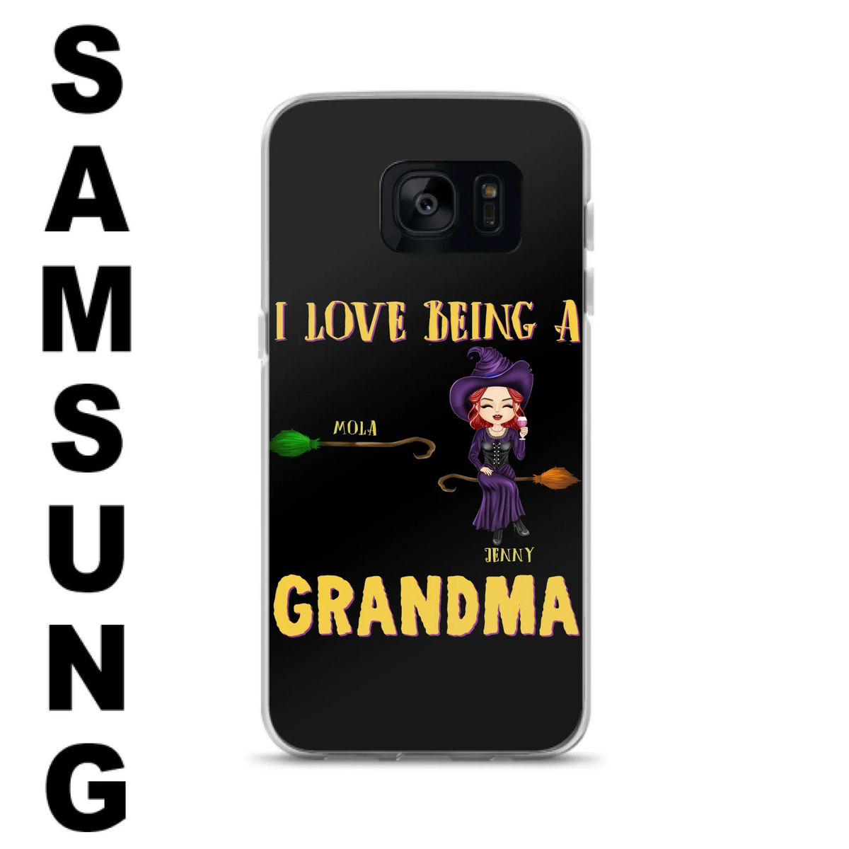 Personalized Witch Grandma Phone Case - Gift Idea For Halloween/Witch/Grandma - Upto 8 Kids - I Love Being A Grandma - Case For iPhone/Samsung