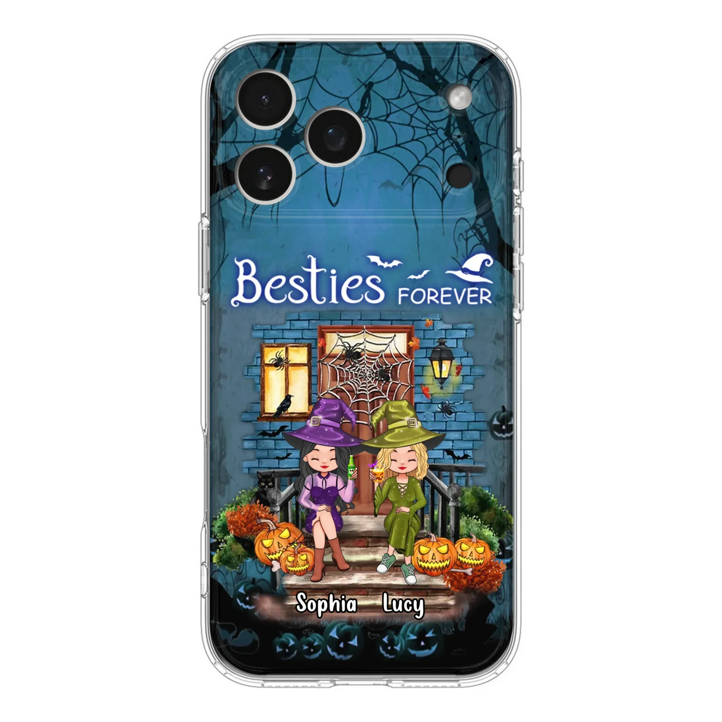 Custom Personalized Halloween Friend Phone Case - Upto 5 Friends - Halloween Gift Idea for Friends/Sisters - Besties Forever - Case for iPhone/Samsung